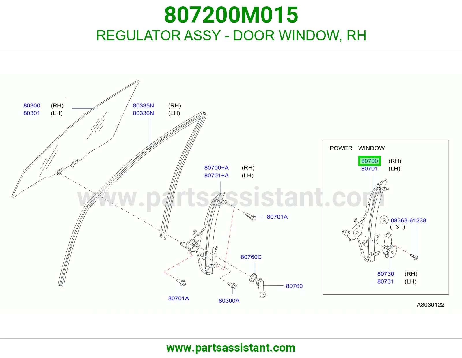 REGULATOR ASSY - DOOR WINDOW, RH