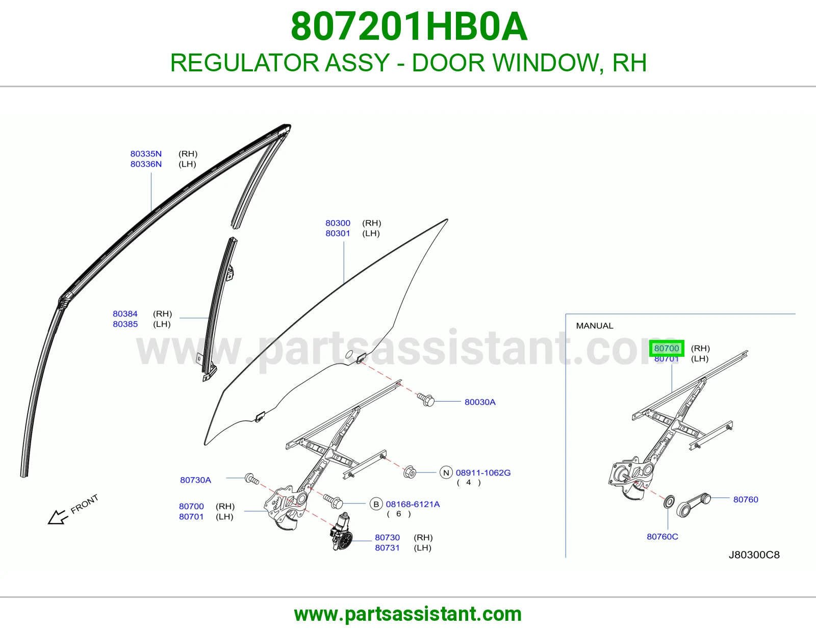 REGULATOR ASSY - DOOR WINDOW, RH