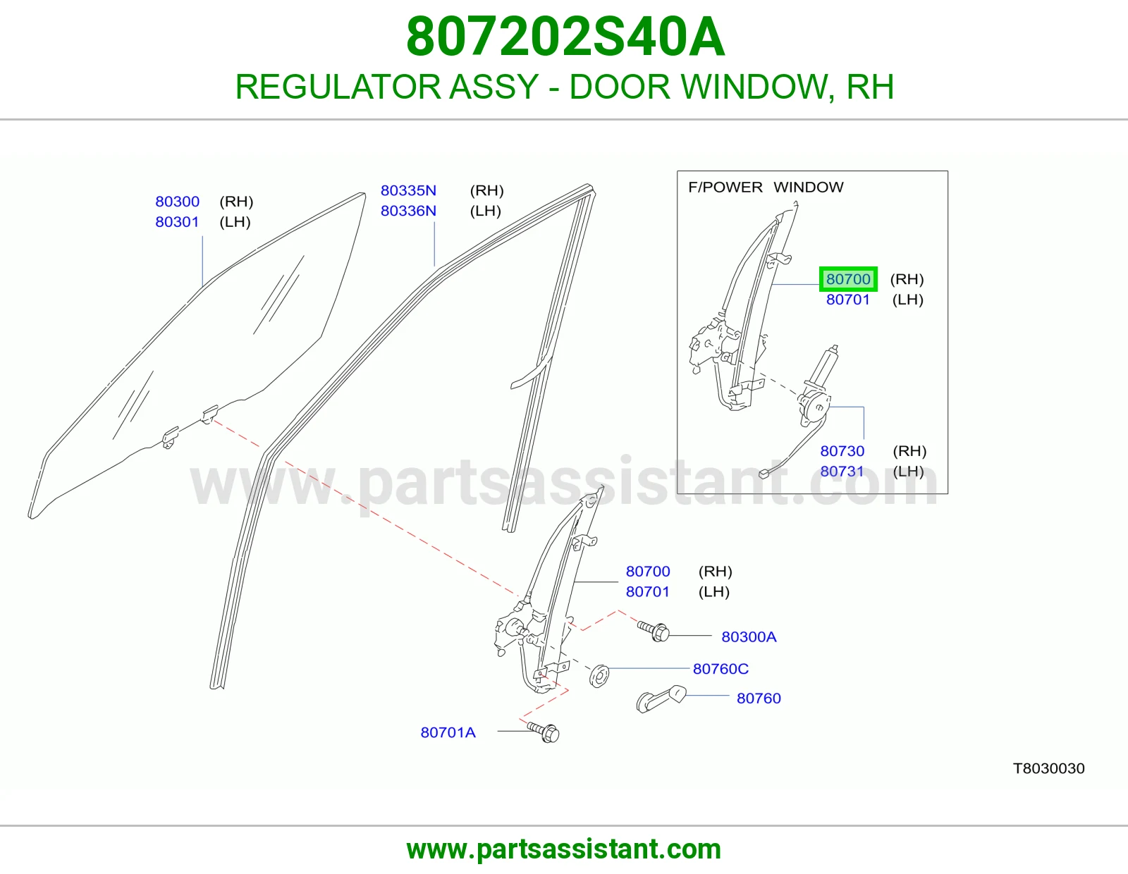REGULATOR ASSY - DOOR WINDOW, RH