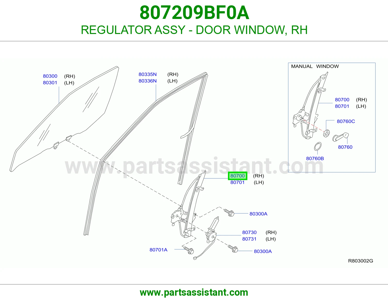 REGULATOR ASSY - DOOR WINDOW, RH