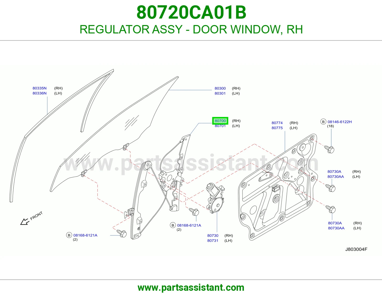 REGULATOR ASSY - DOOR WINDOW, RH