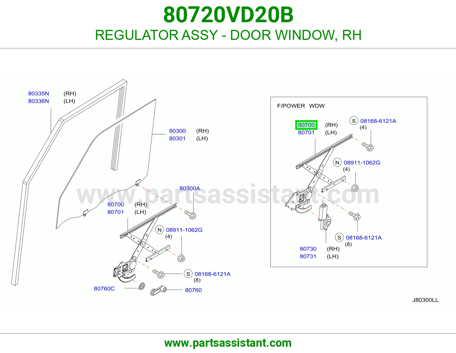 REGULATOR ASSY - DOOR WINDOW, RH