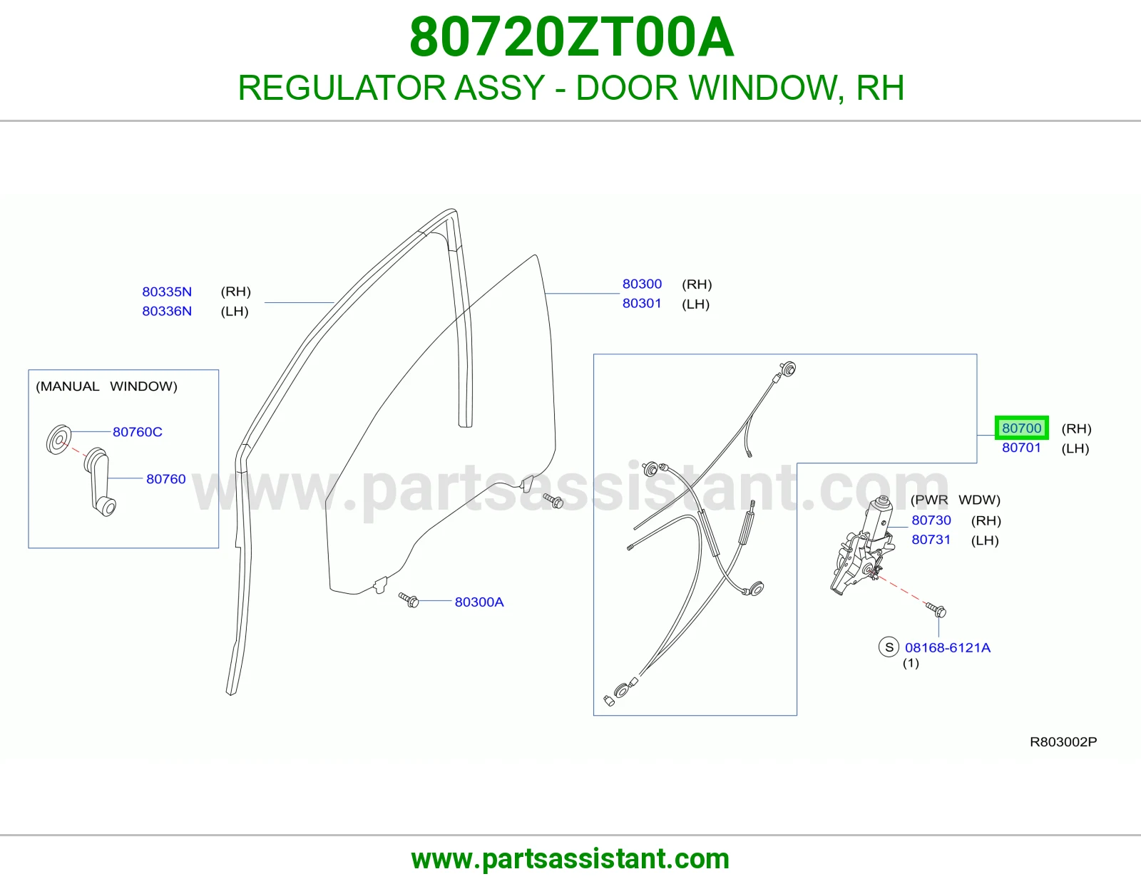 REGULATOR ASSY - DOOR WINDOW, RH