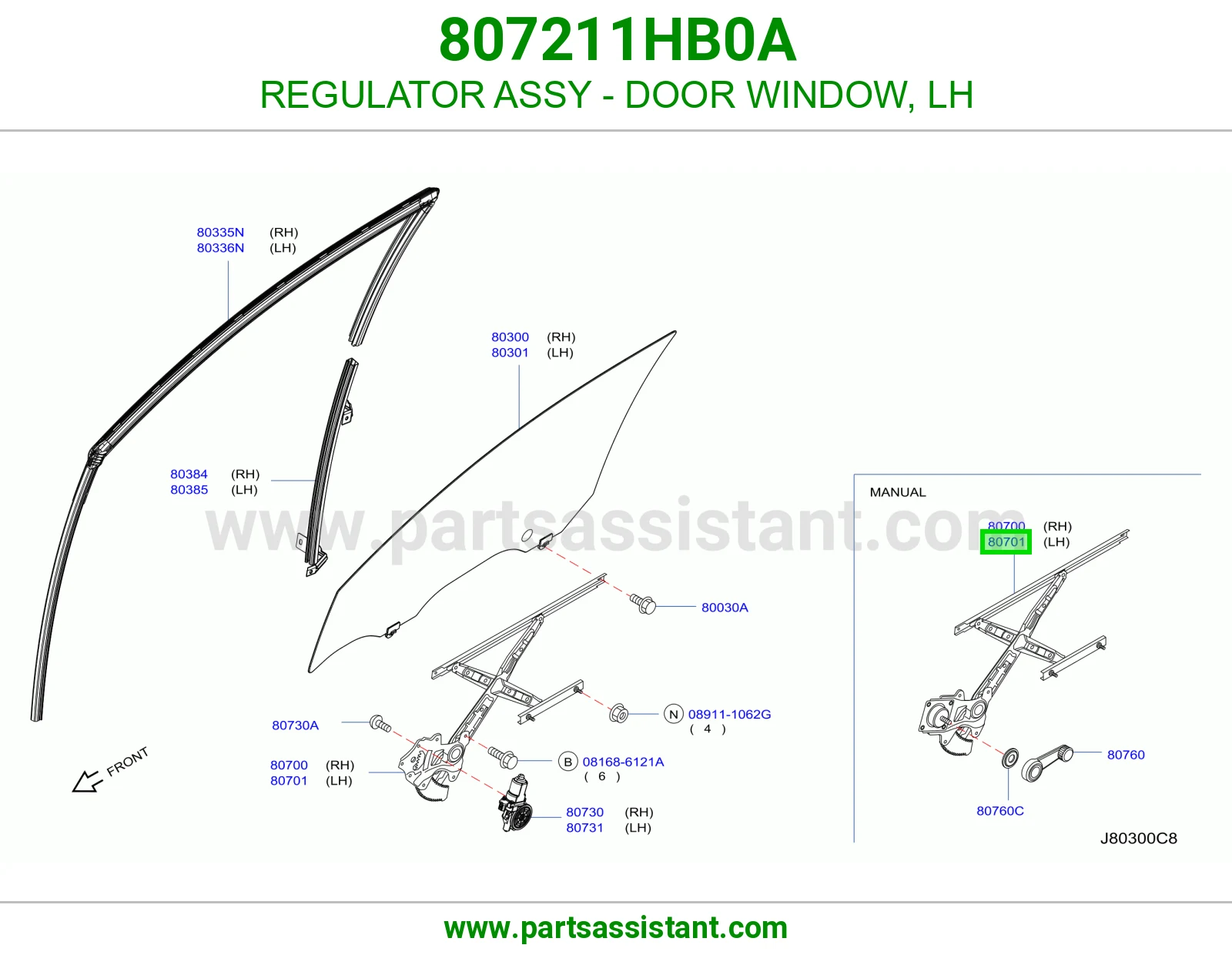 REGULATOR ASSY - DOOR WINDOW, LH
