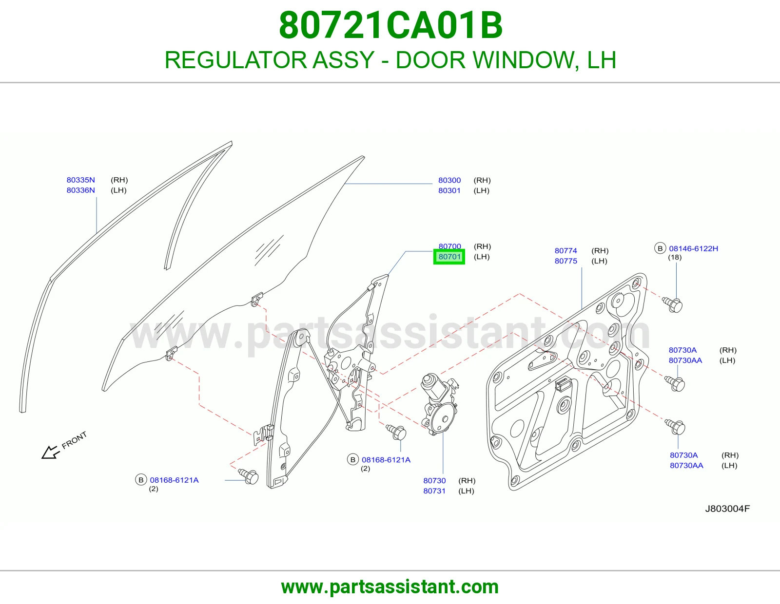 REGULATOR ASSY - DOOR WINDOW, LH