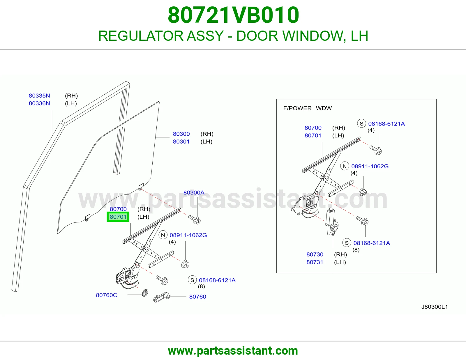 REGULATOR ASSY - DOOR WINDOW, LH