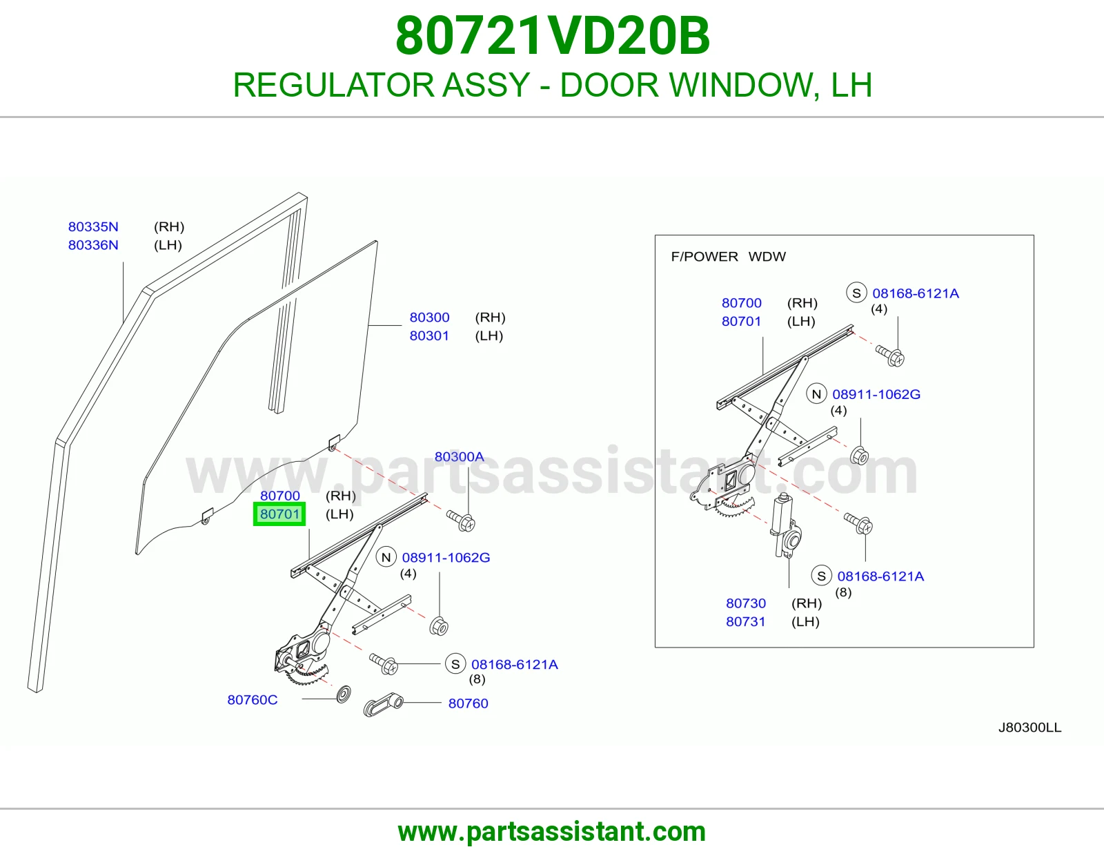 REGULATOR ASSY - DOOR WINDOW, LH