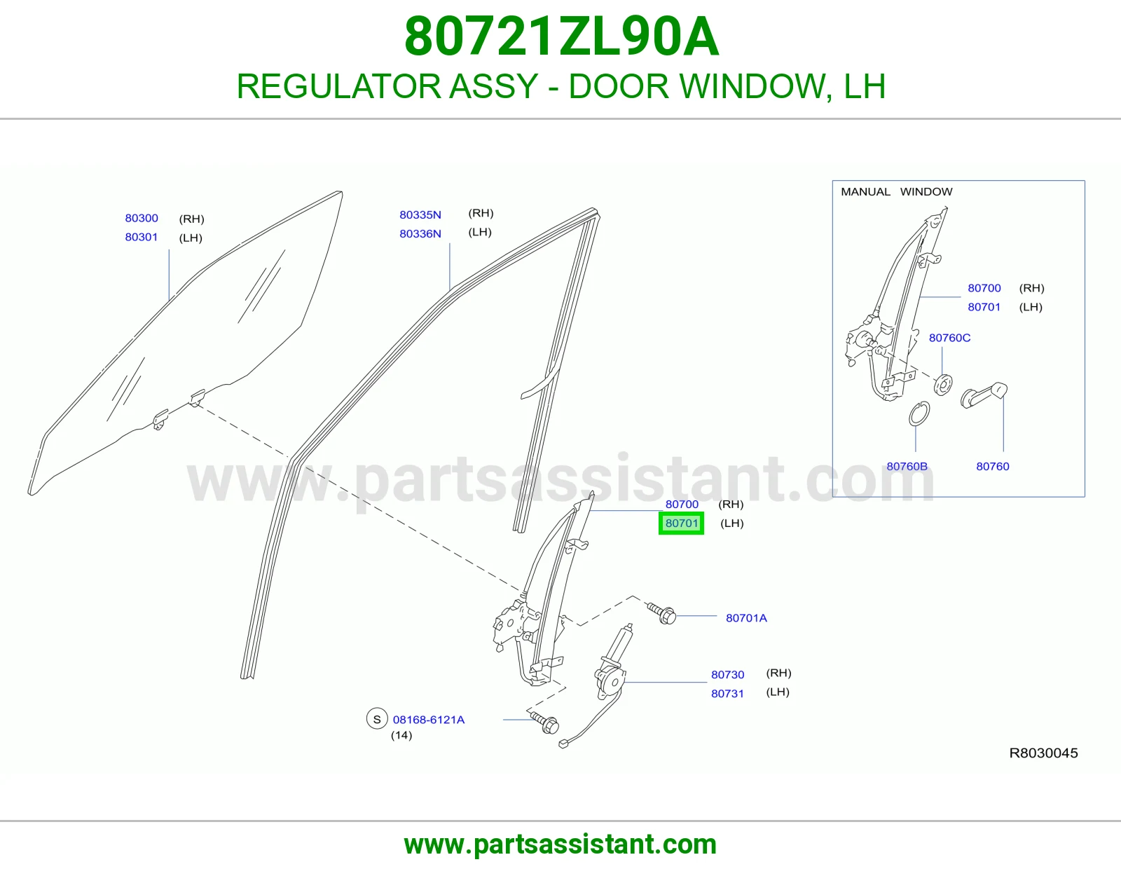 REGULATOR ASSY - DOOR WINDOW, LH