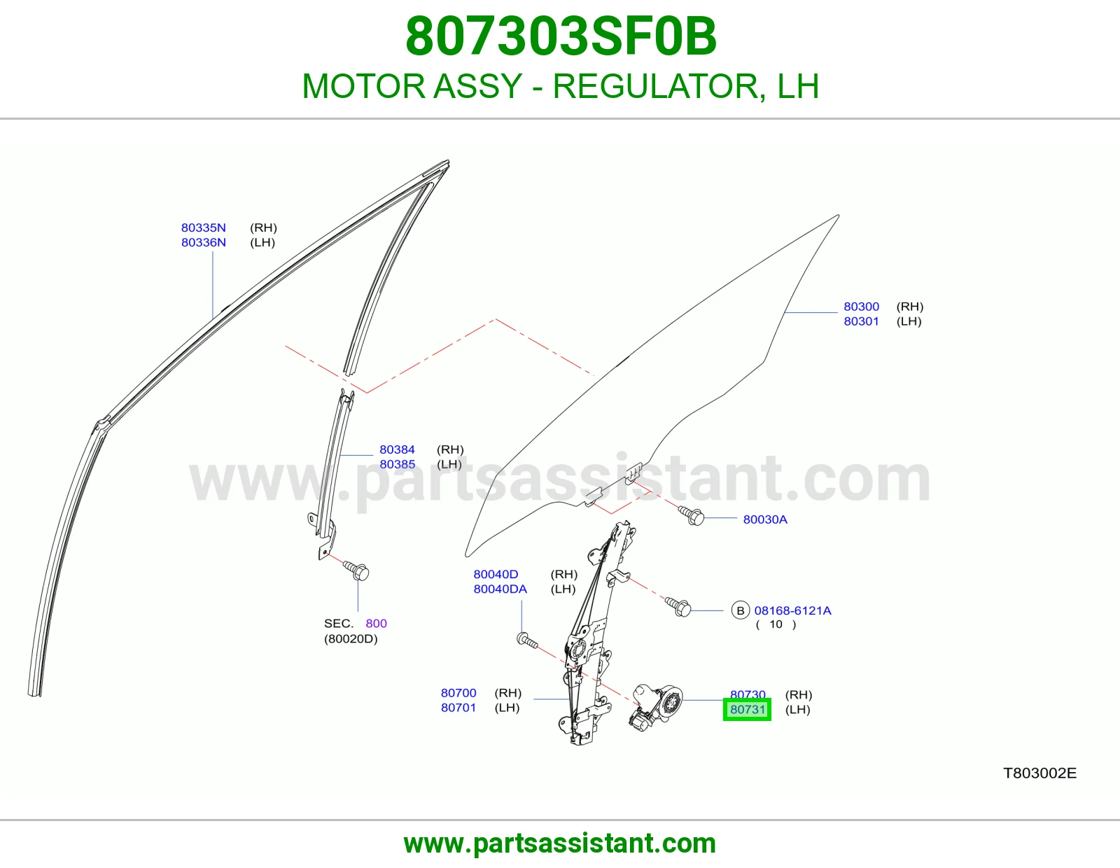 MOTOR ASSY - REGULATOR, LH