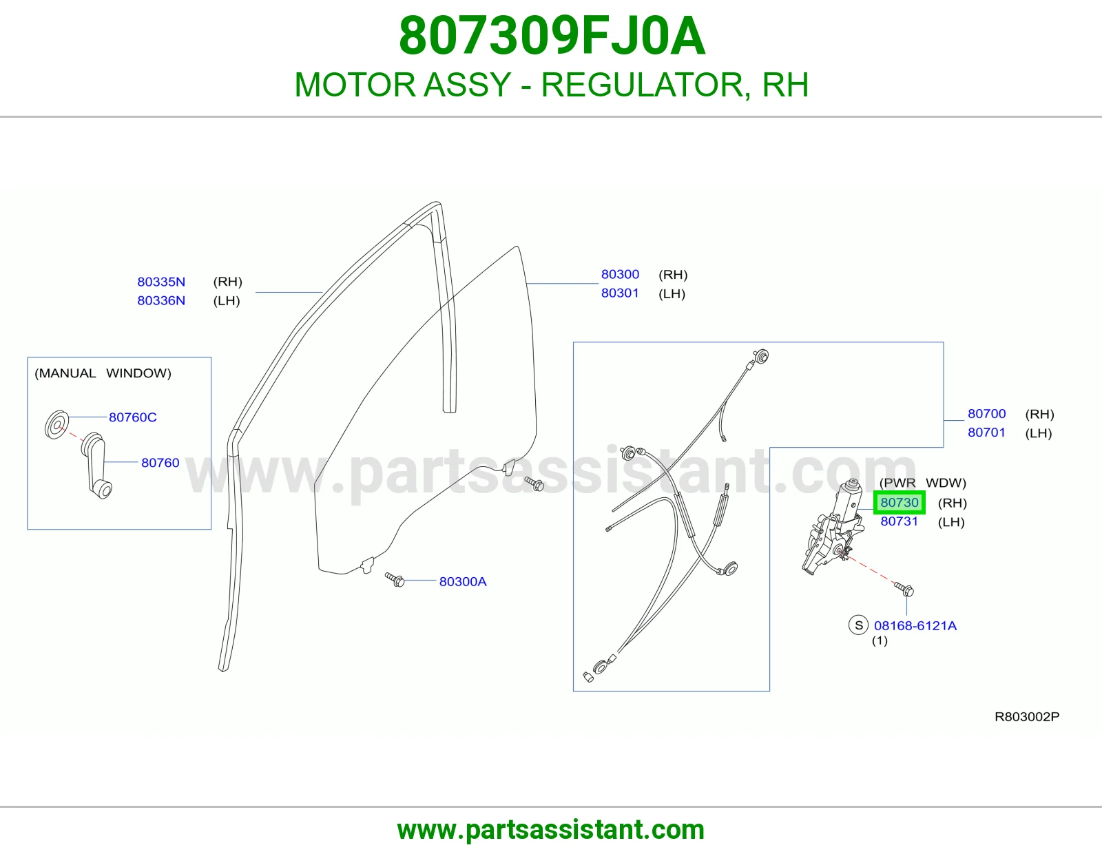 MOTOR ASSY - REGULATOR, RH
