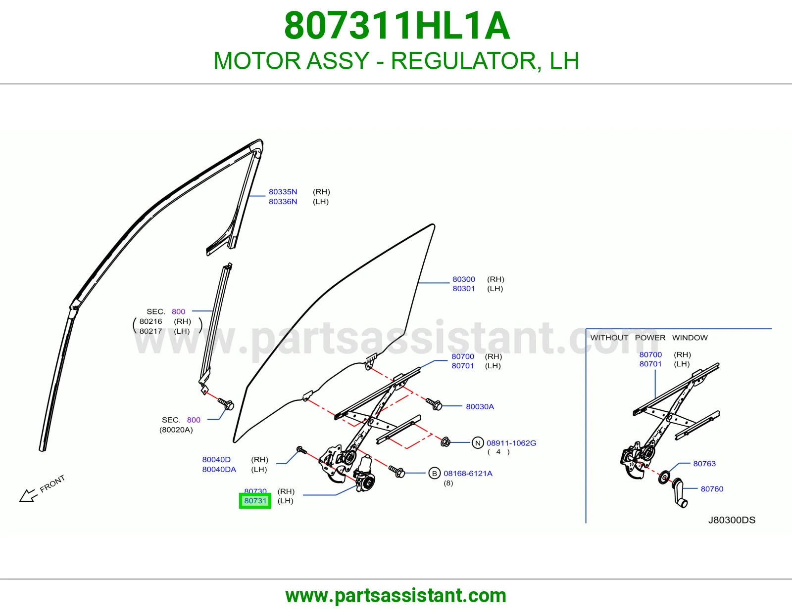 MOTOR ASSY - REGULATOR, LH
