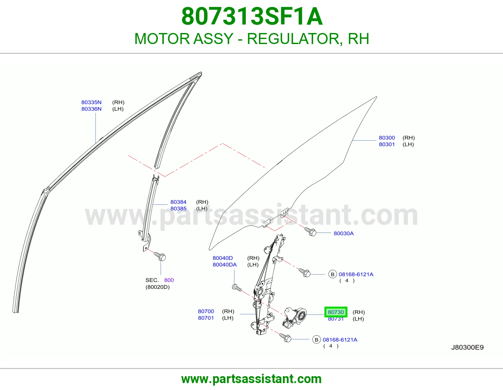 MOTOR ASSY - REGULATOR, RH