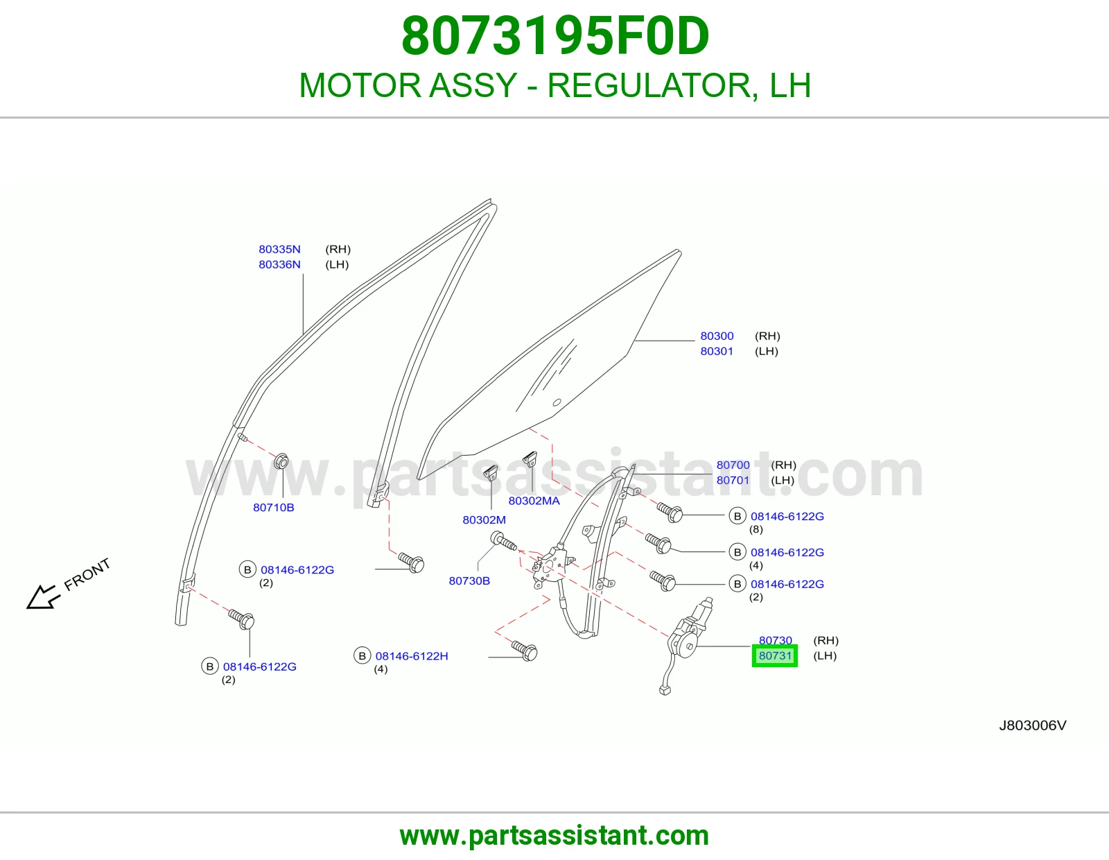 MOTOR ASSY - REGULATOR, LH