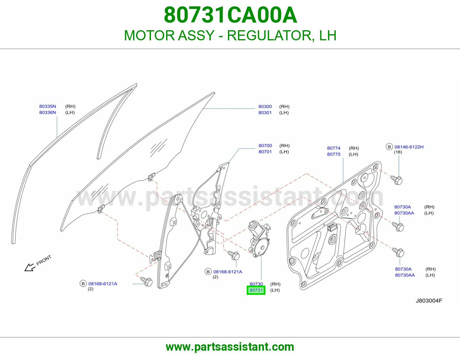 MOTOR ASSY - REGULATOR, LH