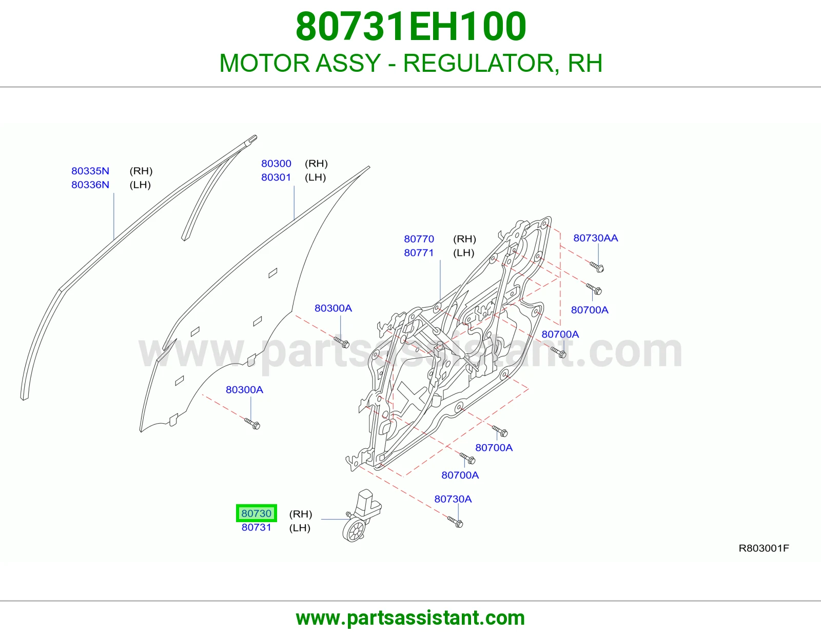 MOTOR ASSY - REGULATOR, RH