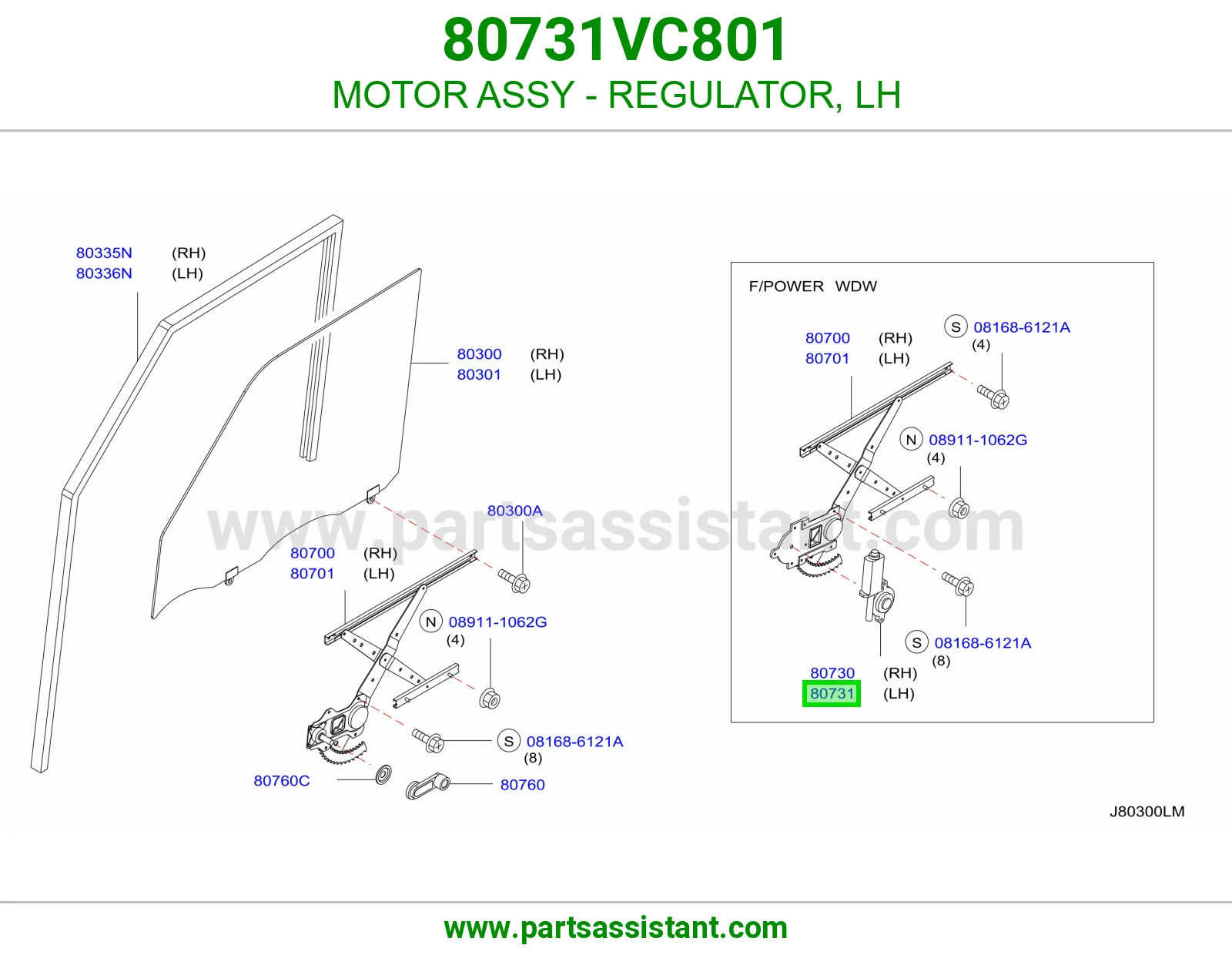 MOTOR ASSY - REGULATOR, LH