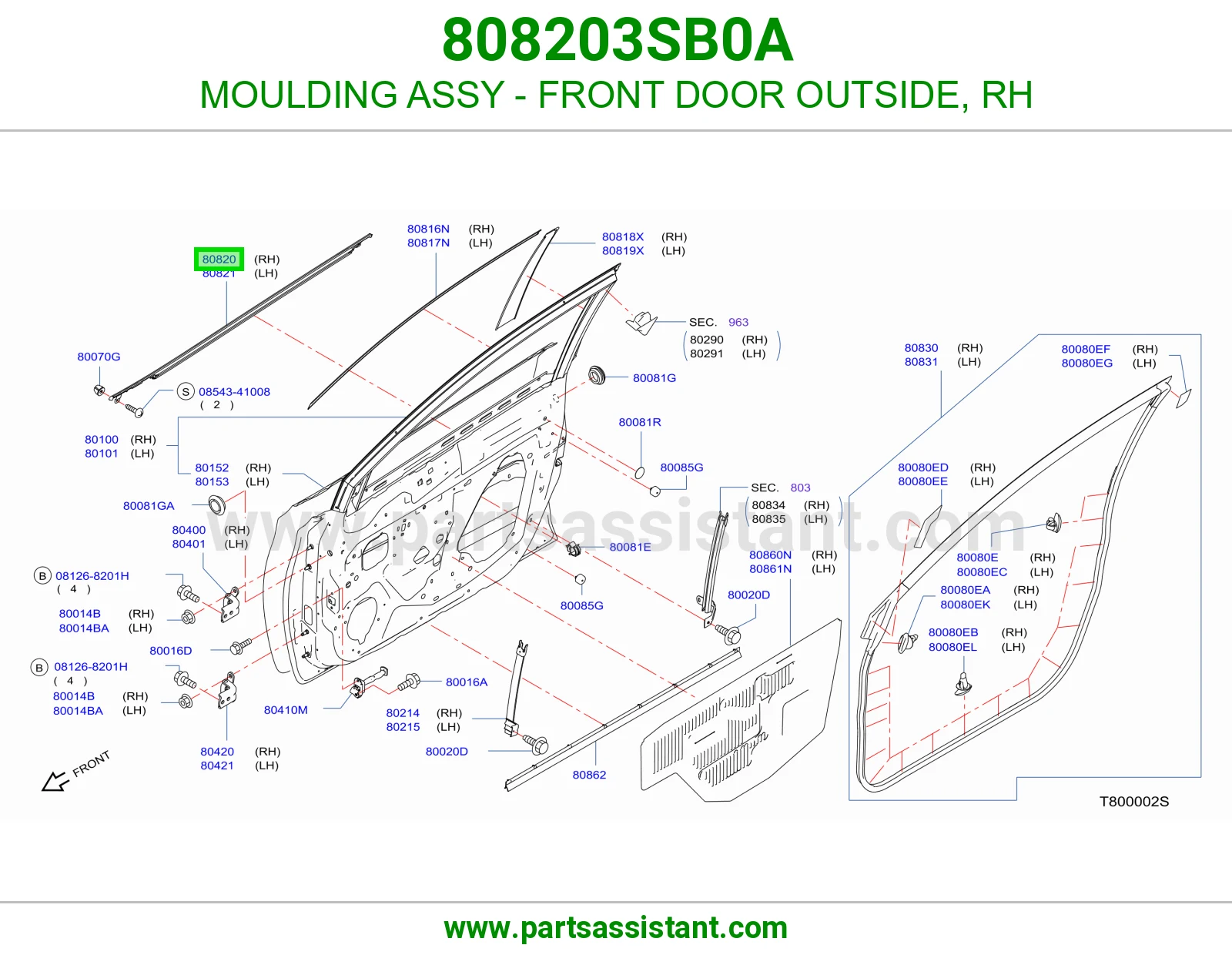 MOULDING ASSY - FRONT DOOR OUTSIDE, RH