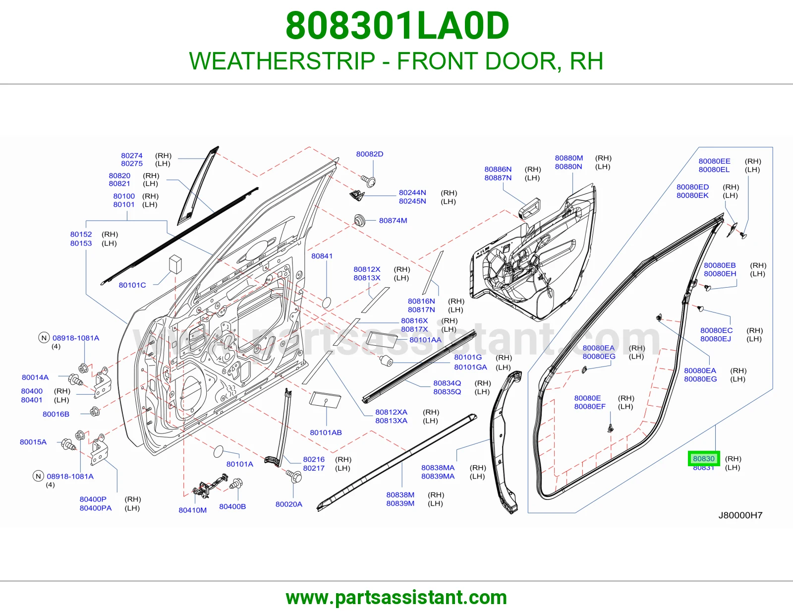 WEATHERSTRIP - FRONT DOOR, RH