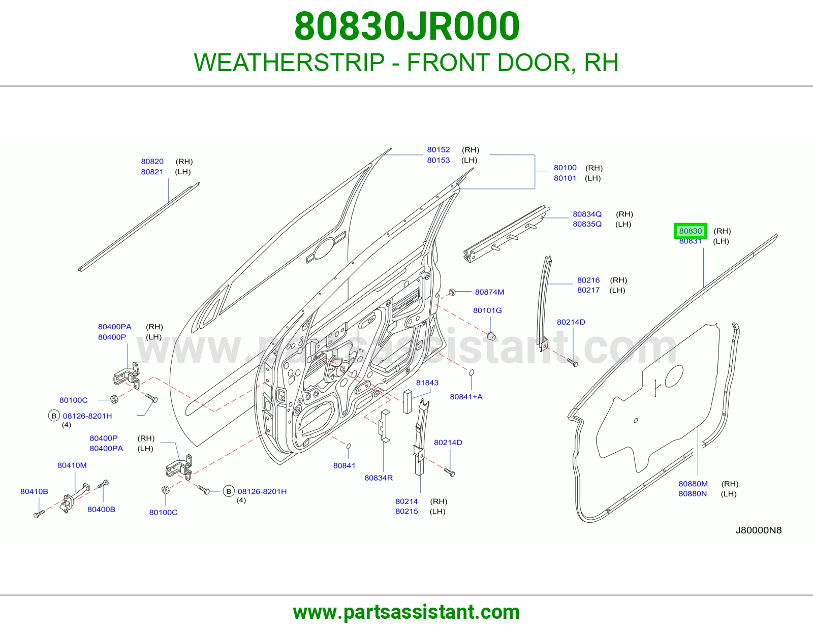 WEATHERSTRIP - FRONT DOOR, RH