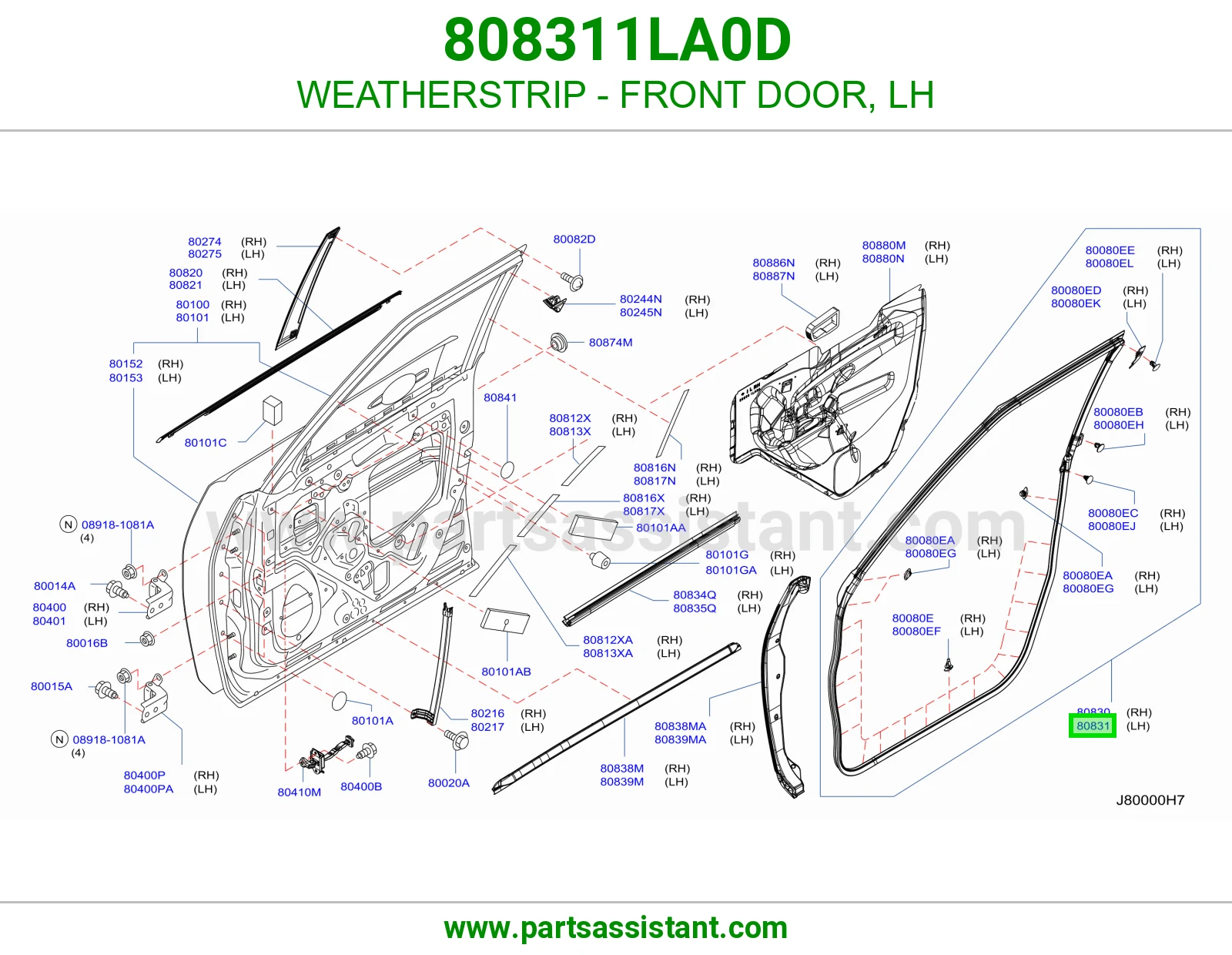 WEATHERSTRIP - FRONT DOOR, LH