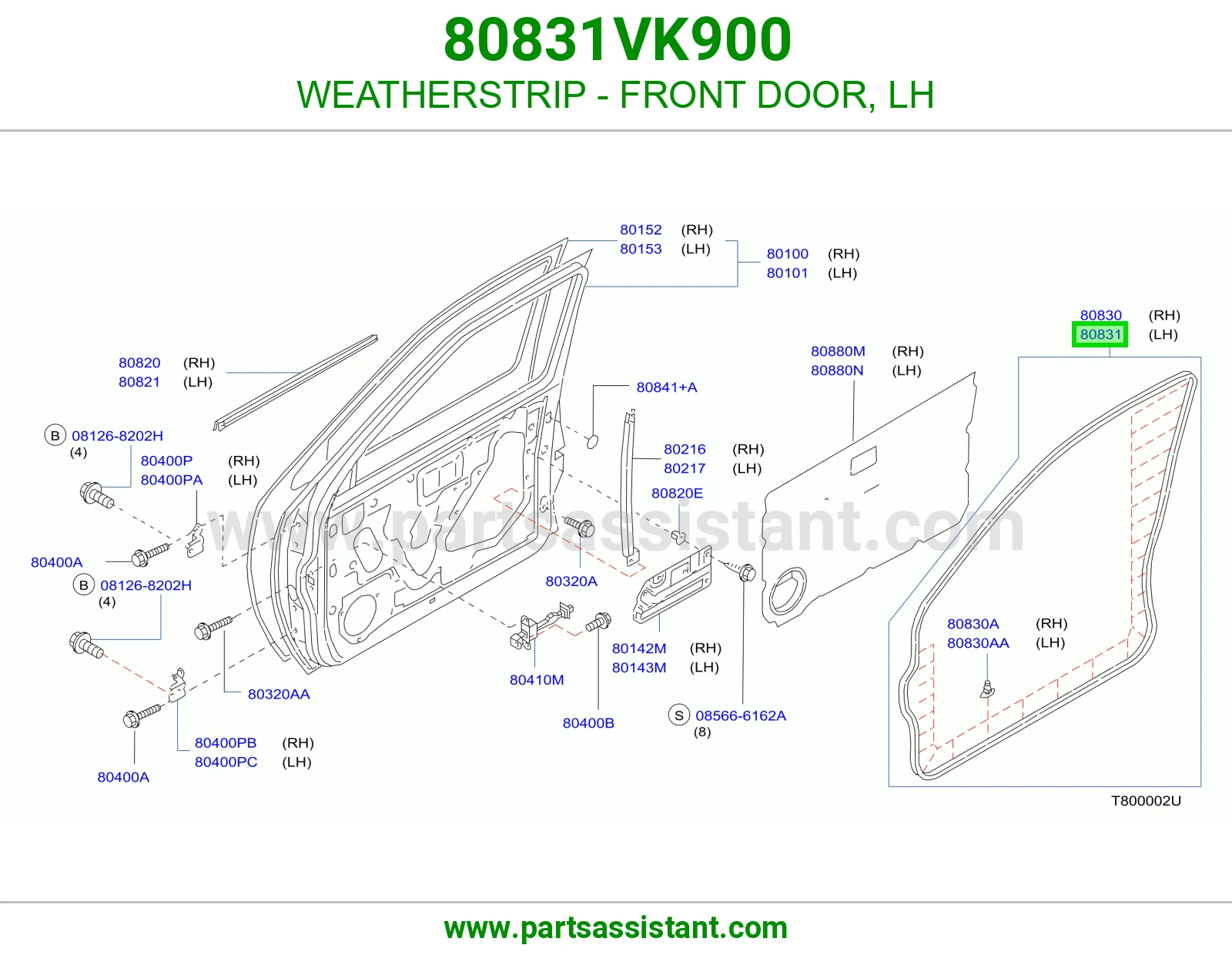 WEATHERSTRIP - FRONT DOOR, LH