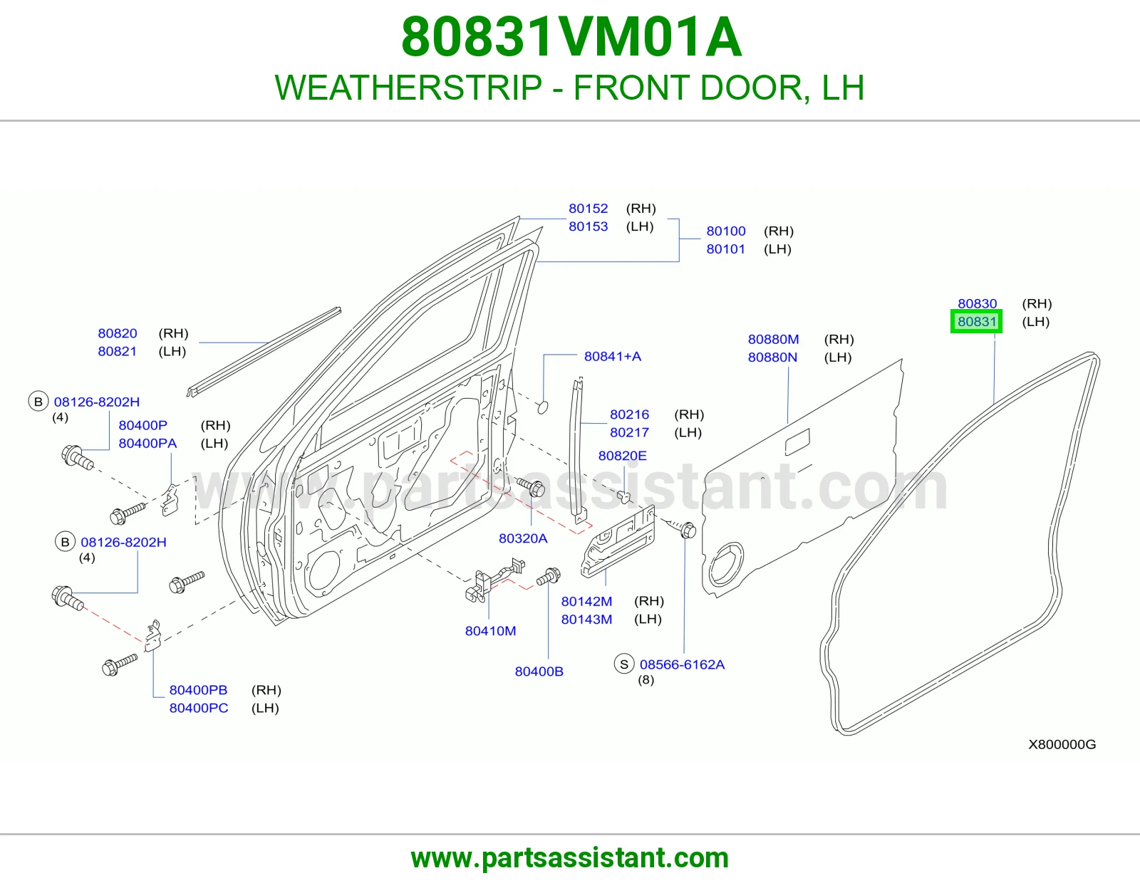 WEATHERSTRIP - FRONT DOOR, LH