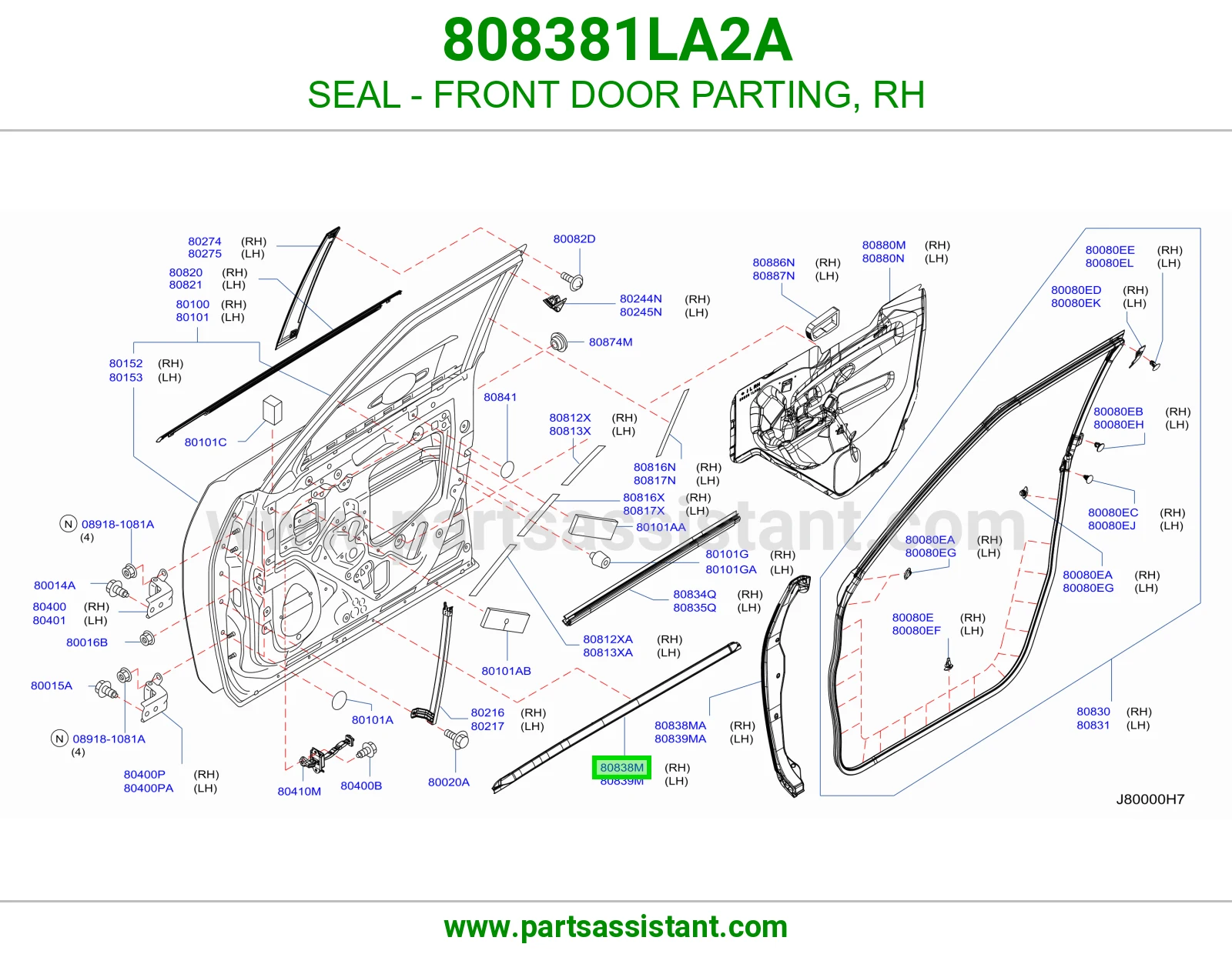 SEAL - FRONT DOOR PARTING, RH
