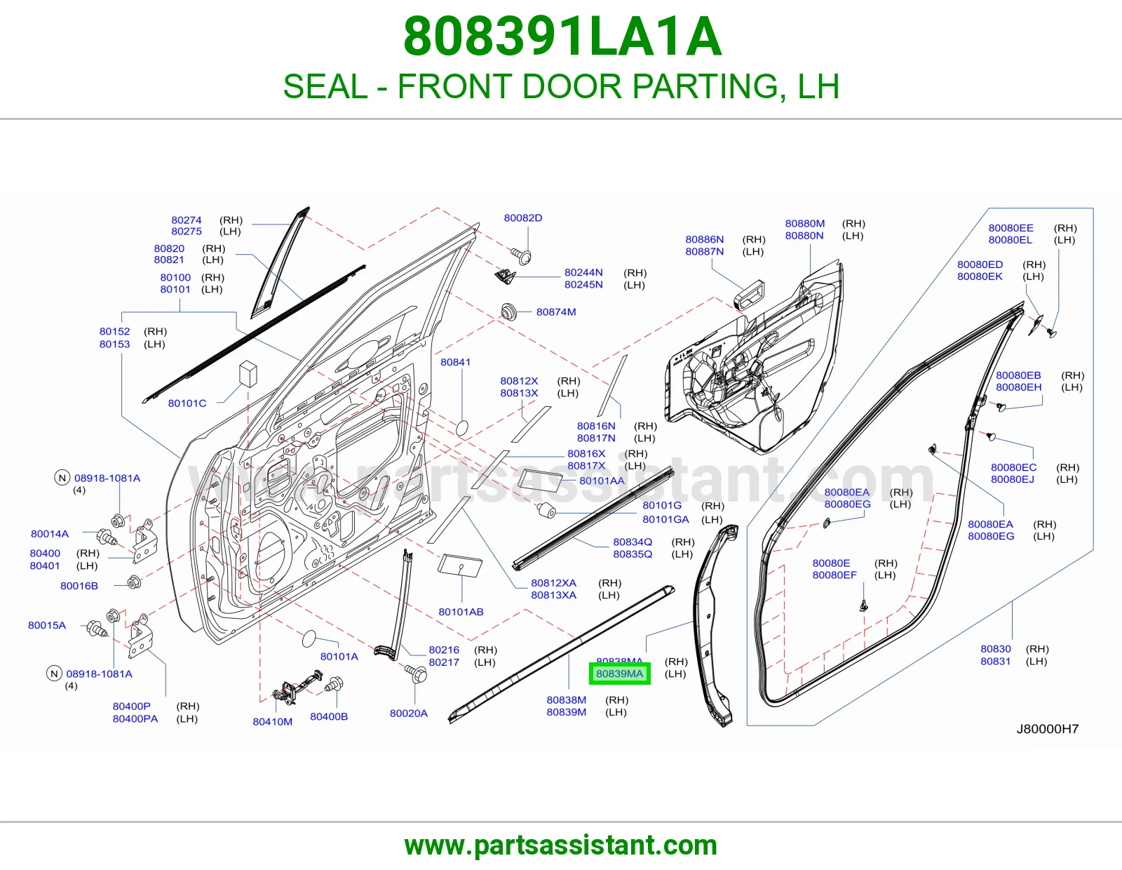 SEAL - FRONT DOOR PARTING, LH