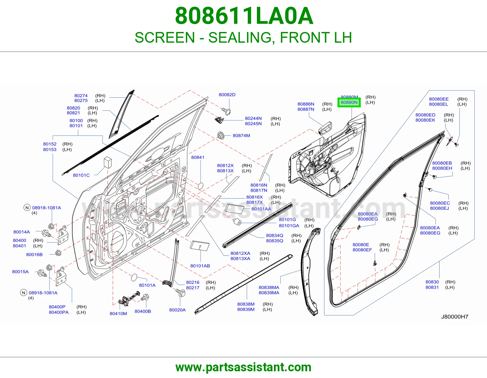 SCREEN - SEALING, FRONT LH