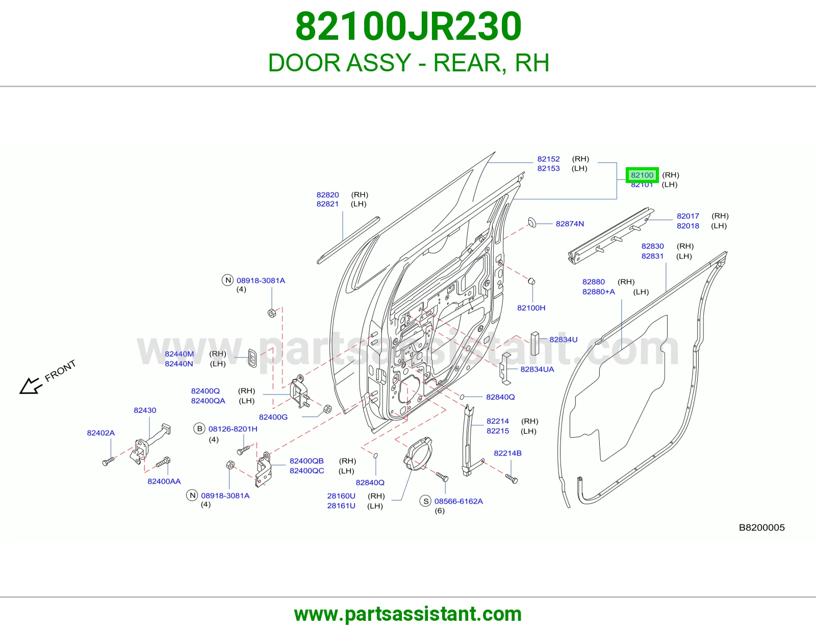 DOOR ASSY - REAR, RH