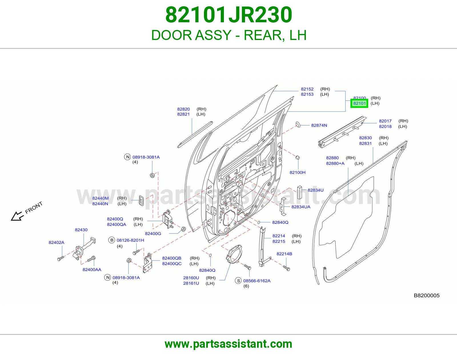 DOOR ASSY - REAR, LH
