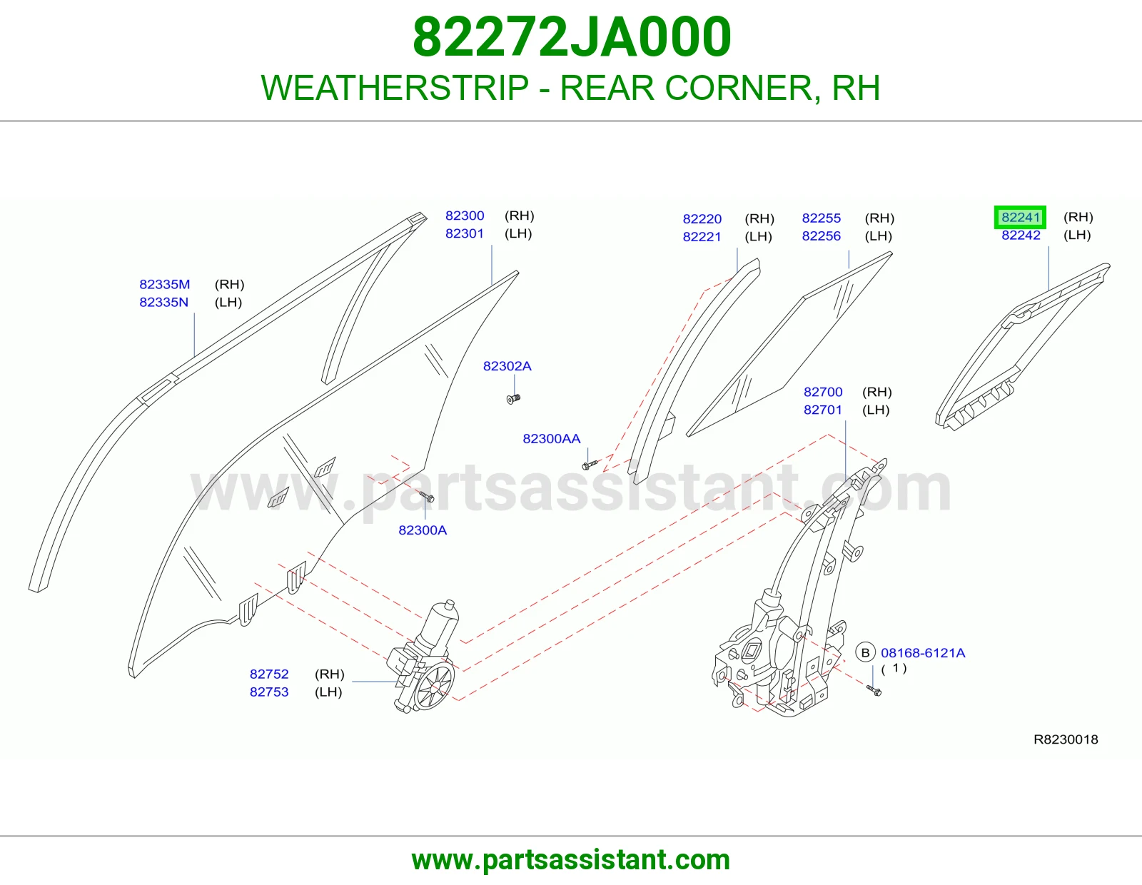 WEATHERSTRIP - REAR CORNER, RH