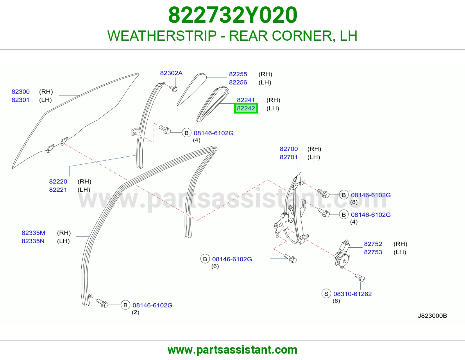 WEATHERSTRIP - REAR CORNER, LH