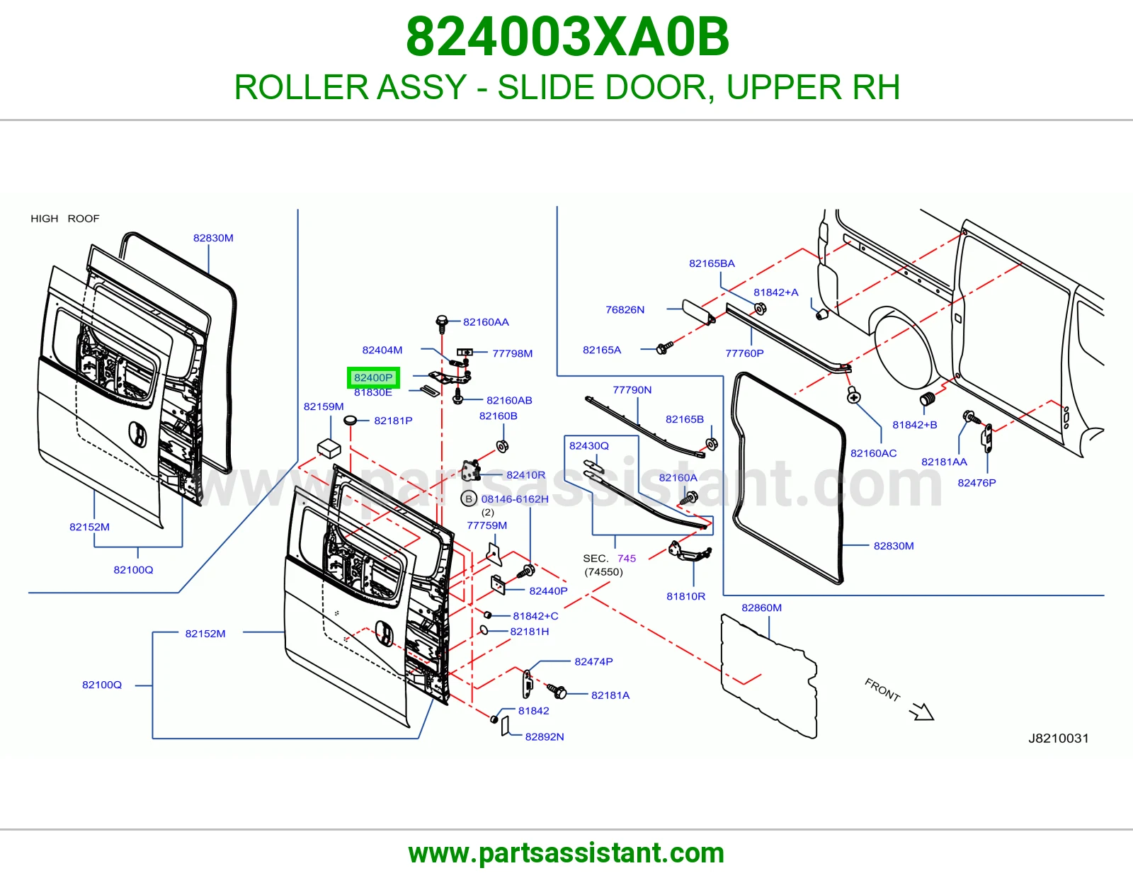 ROLLER ASSY - SLIDE DOOR, UPPER RH