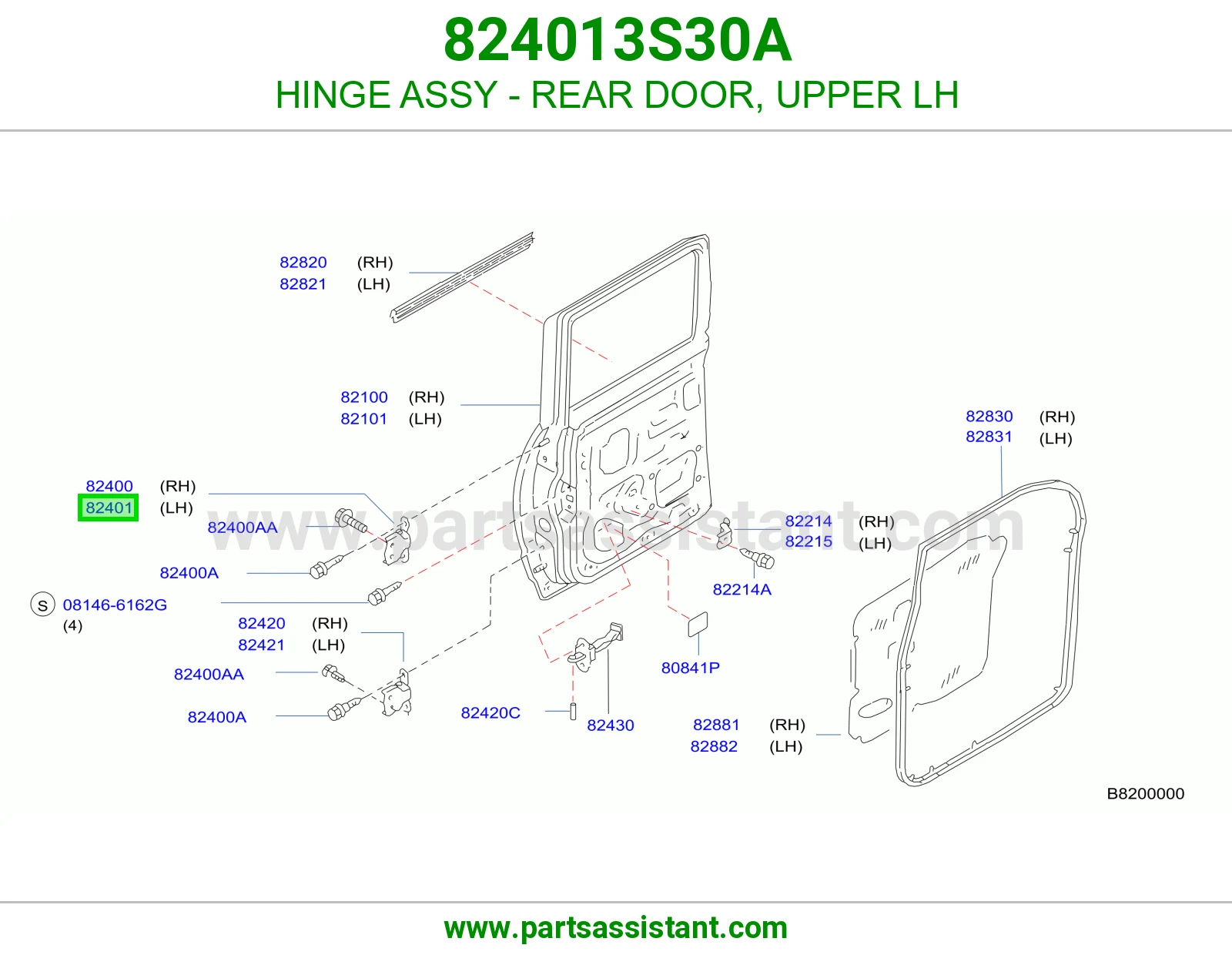 HINGE ASSY - REAR DOOR, UPPER LH
