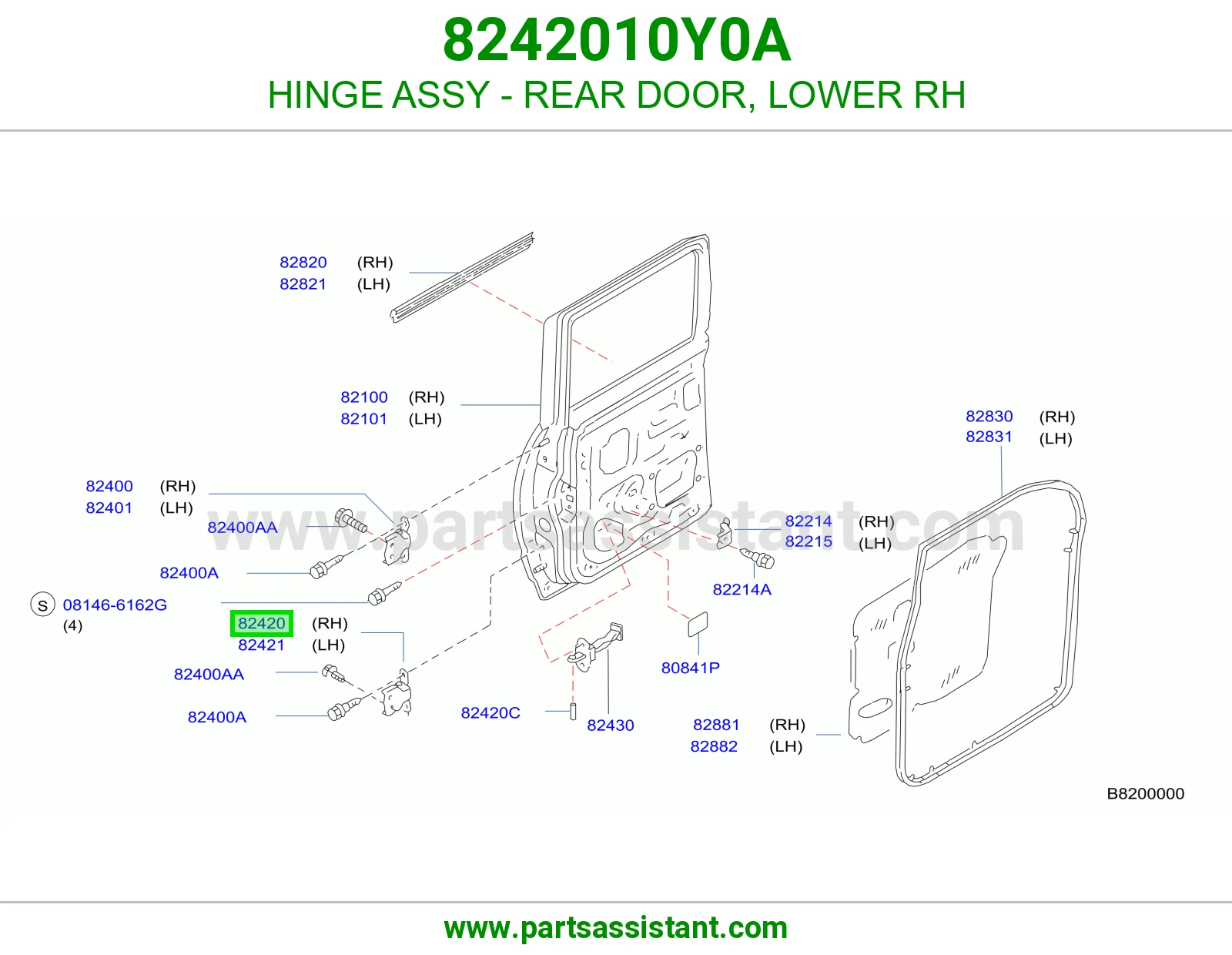 HINGE ASSY - REAR DOOR, LOWER RH