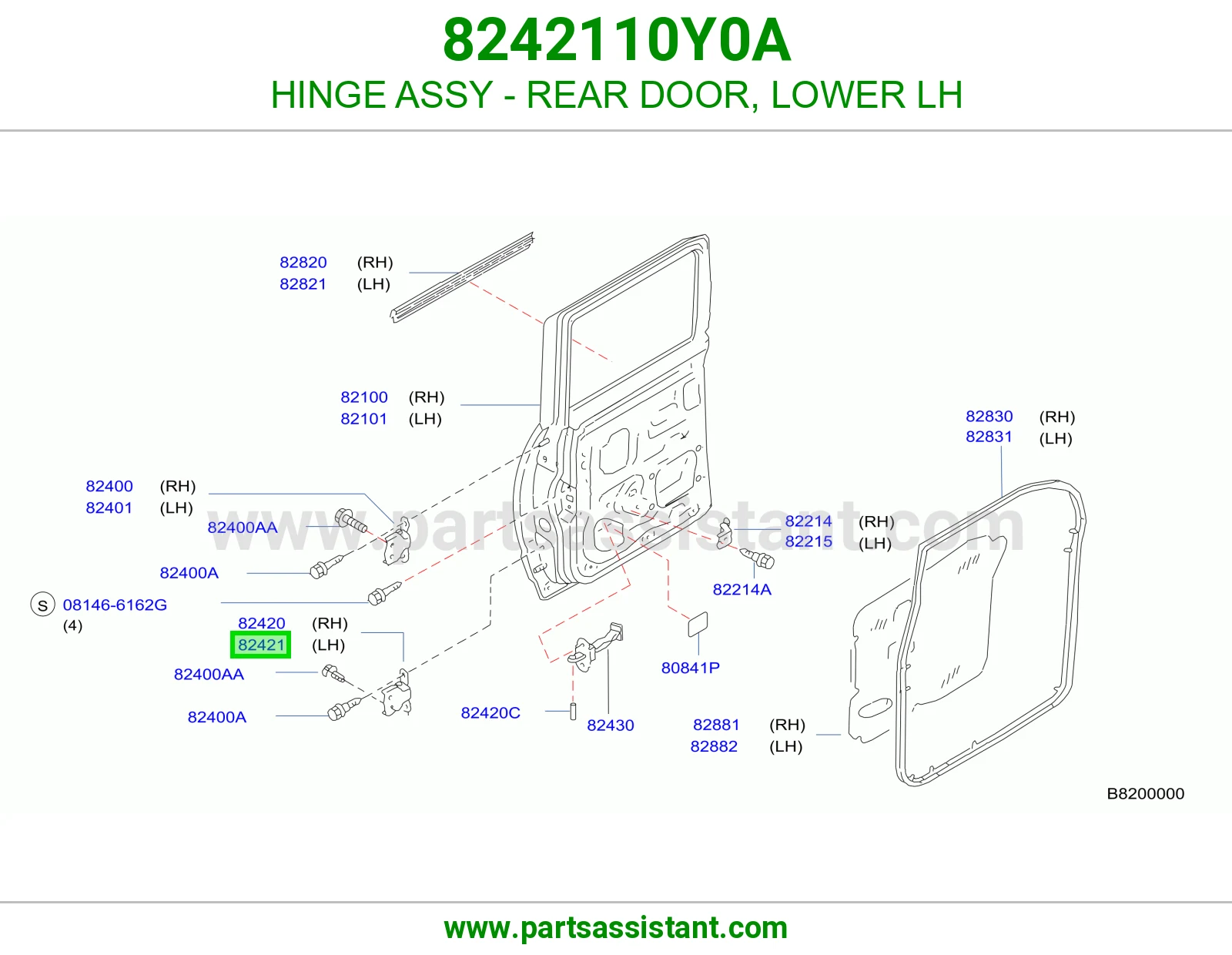 HINGE ASSY - REAR DOOR, LOWER LH