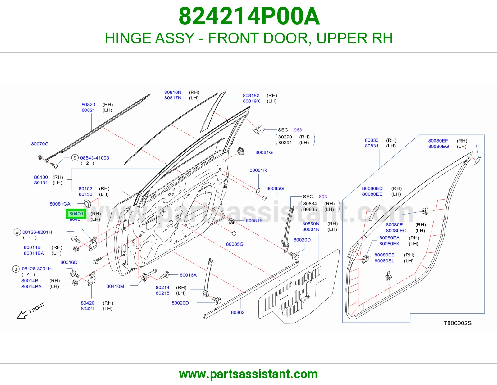 HINGE ASSY - FRONT DOOR, UPPER RH
