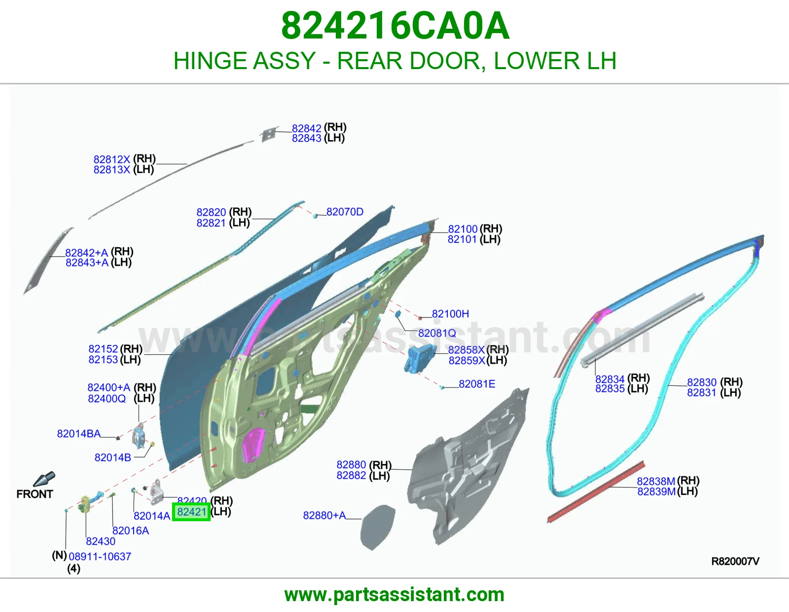 HINGE ASSY - REAR DOOR, LOWER LH