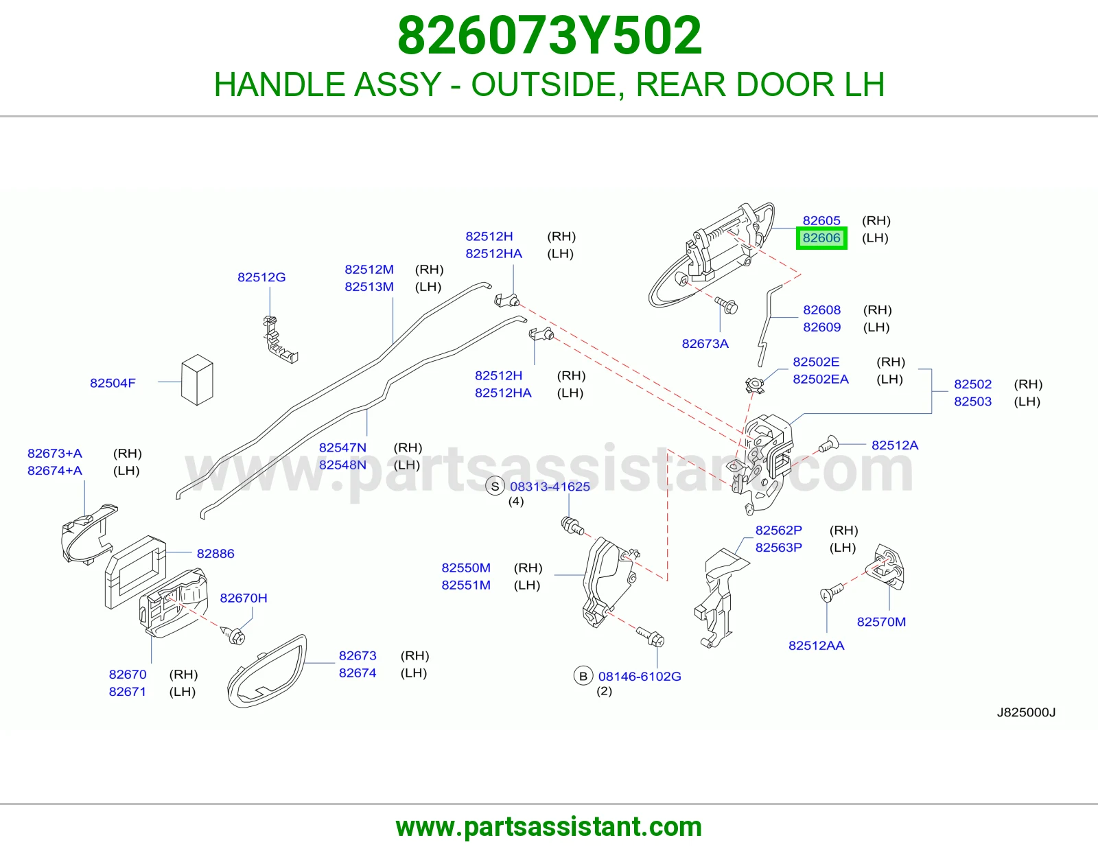 HANDLE ASSY - OUTSIDE, REAR DOOR LH