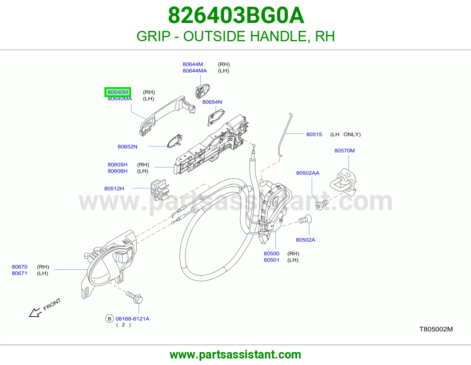 GRIP - OUTSIDE HANDLE, RH
