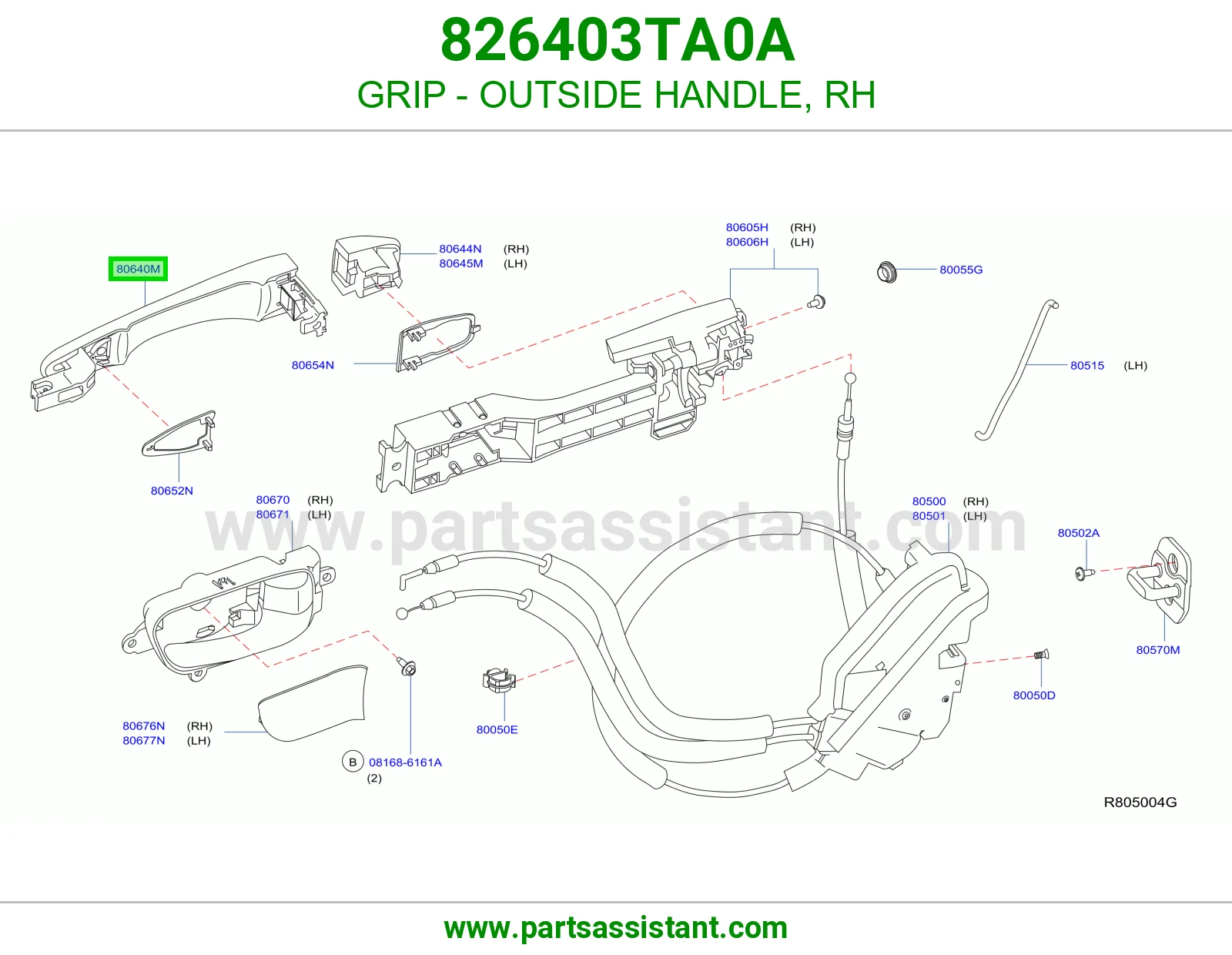 GRIP - OUTSIDE HANDLE, RH