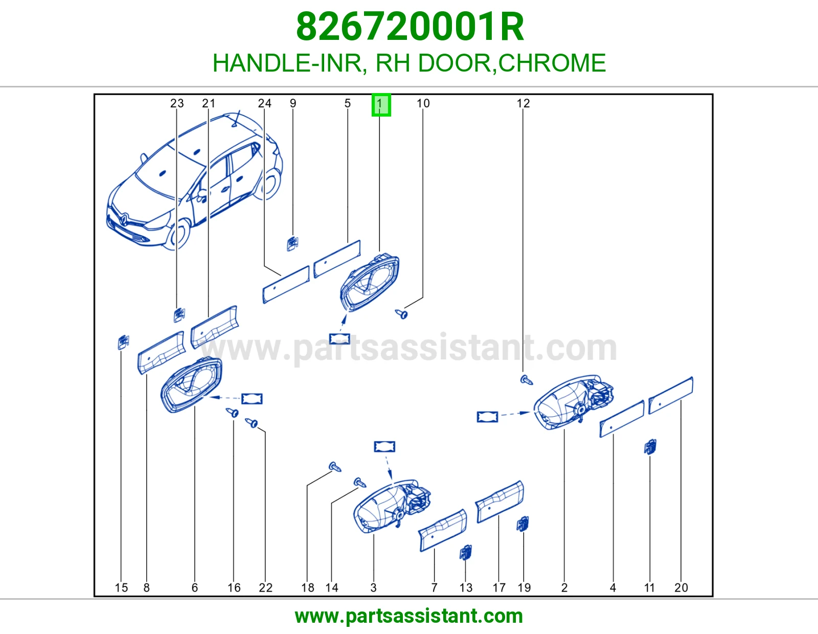 HANDLE-INR, RH DOOR,CHROME