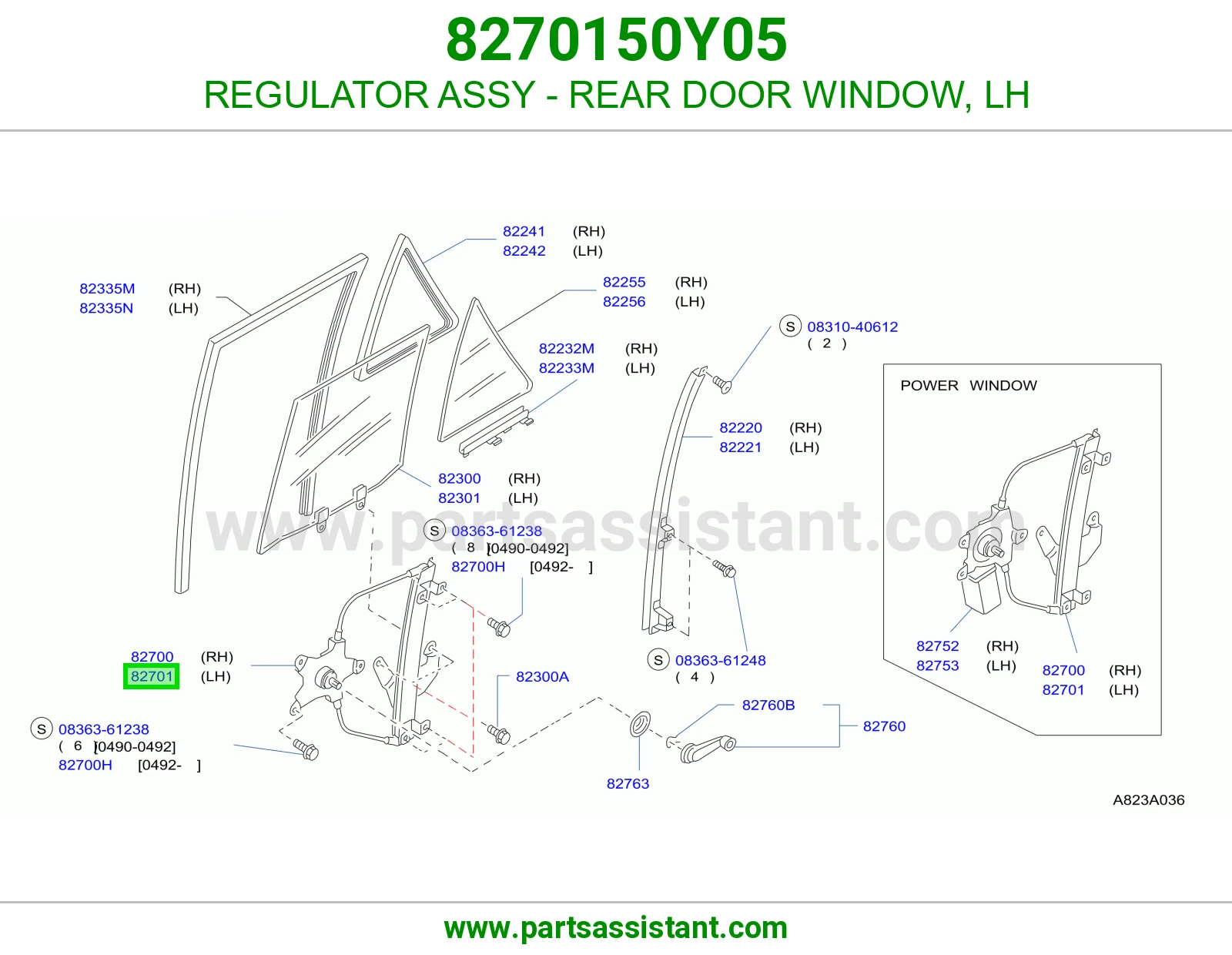 REGULATOR ASSY - REAR DOOR WINDOW, LH