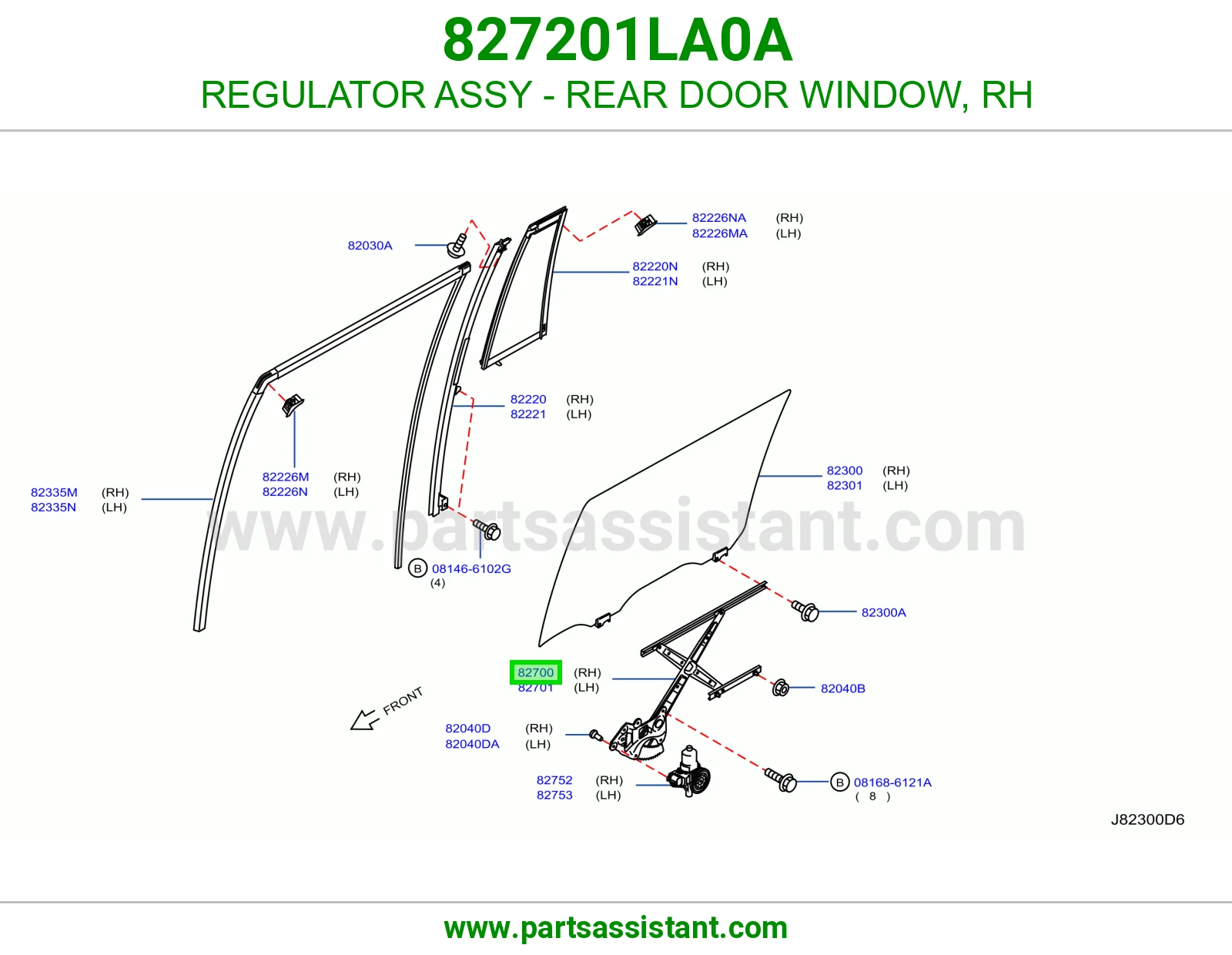 REGULATOR ASSY - REAR DOOR WINDOW, RH