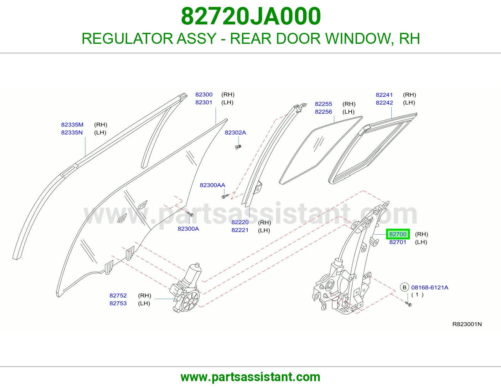 REGULATOR ASSY - REAR DOOR WINDOW, RH