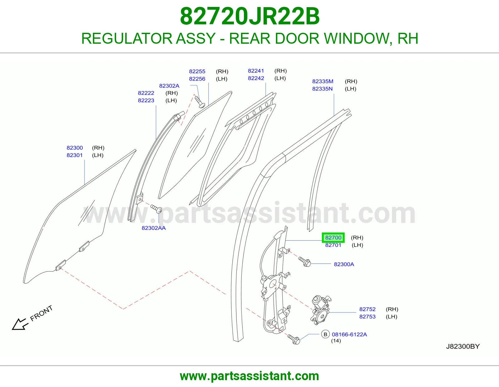 REGULATOR ASSY - REAR DOOR WINDOW, RH