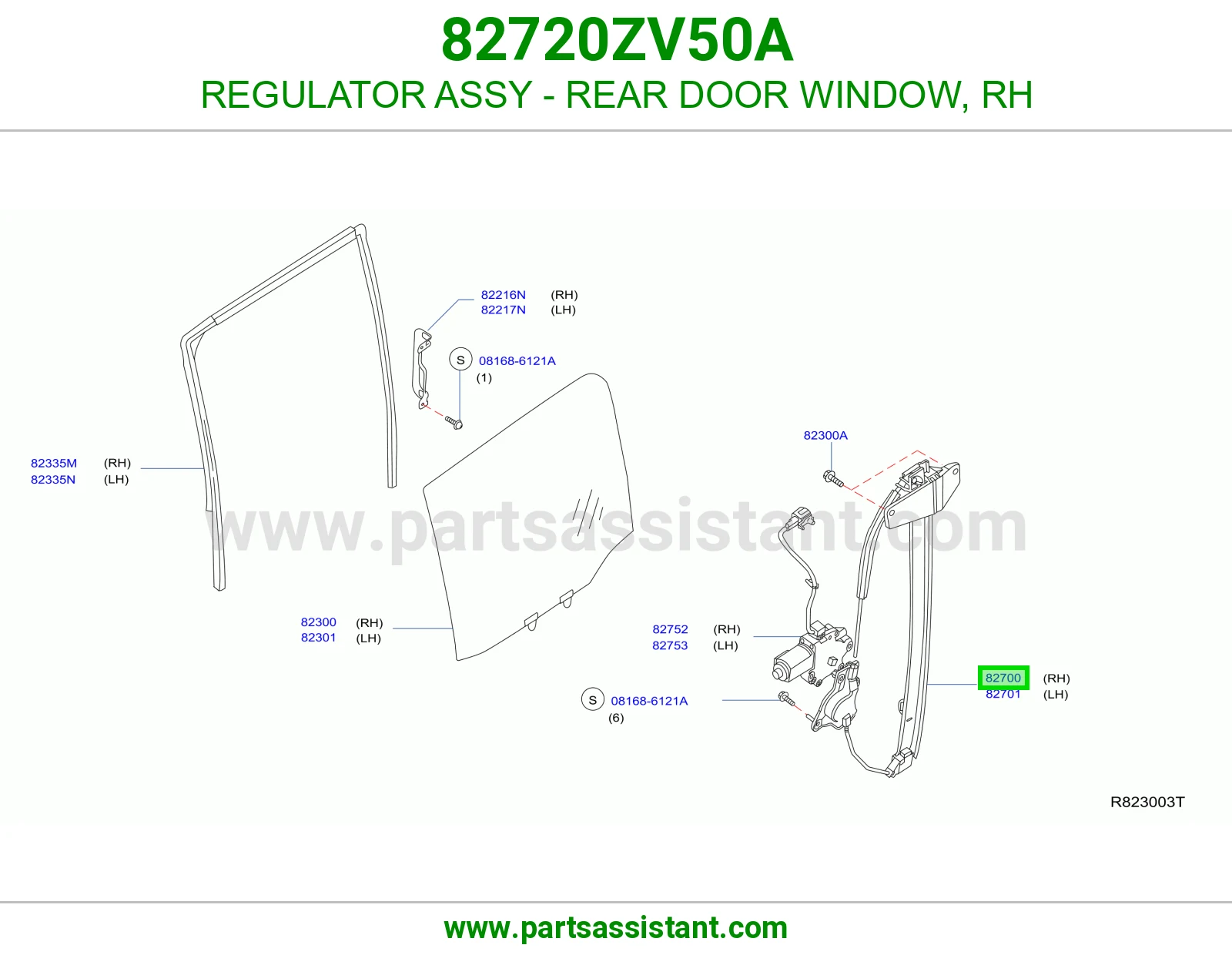 REGULATOR ASSY - REAR DOOR WINDOW, RH