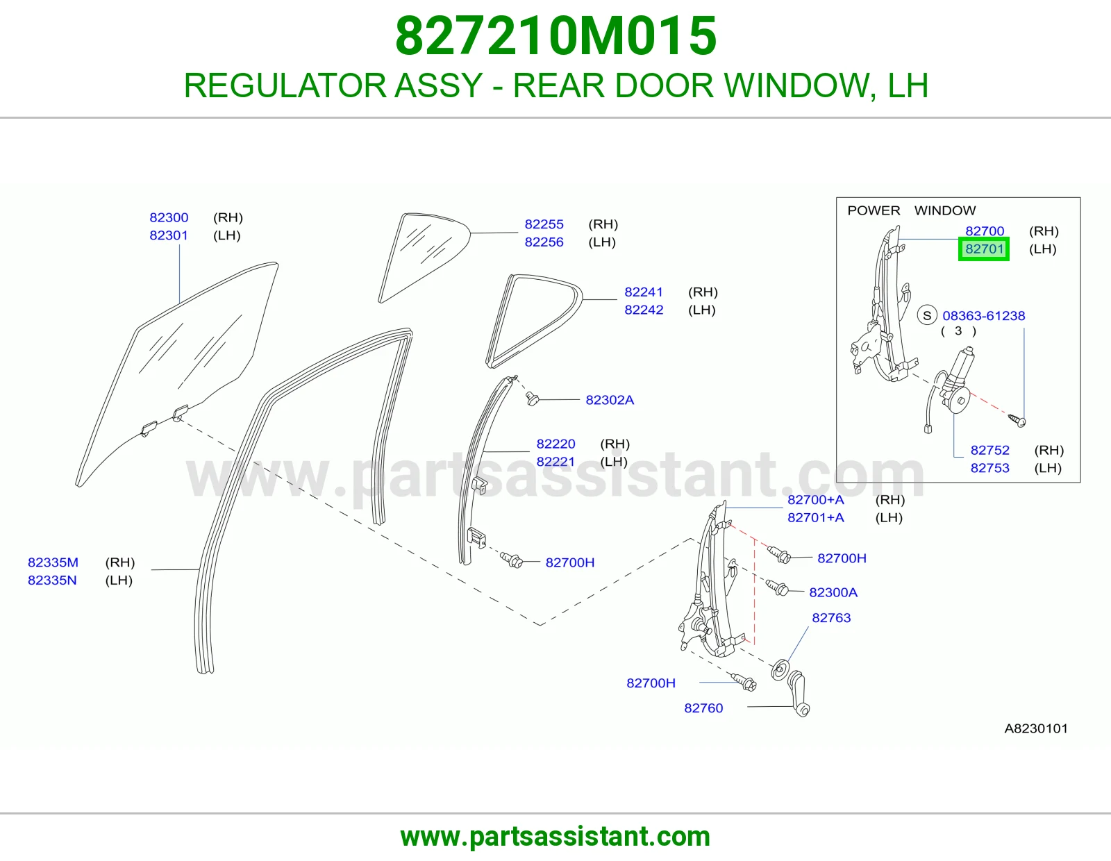 REGULATOR ASSY - REAR DOOR WINDOW, LH