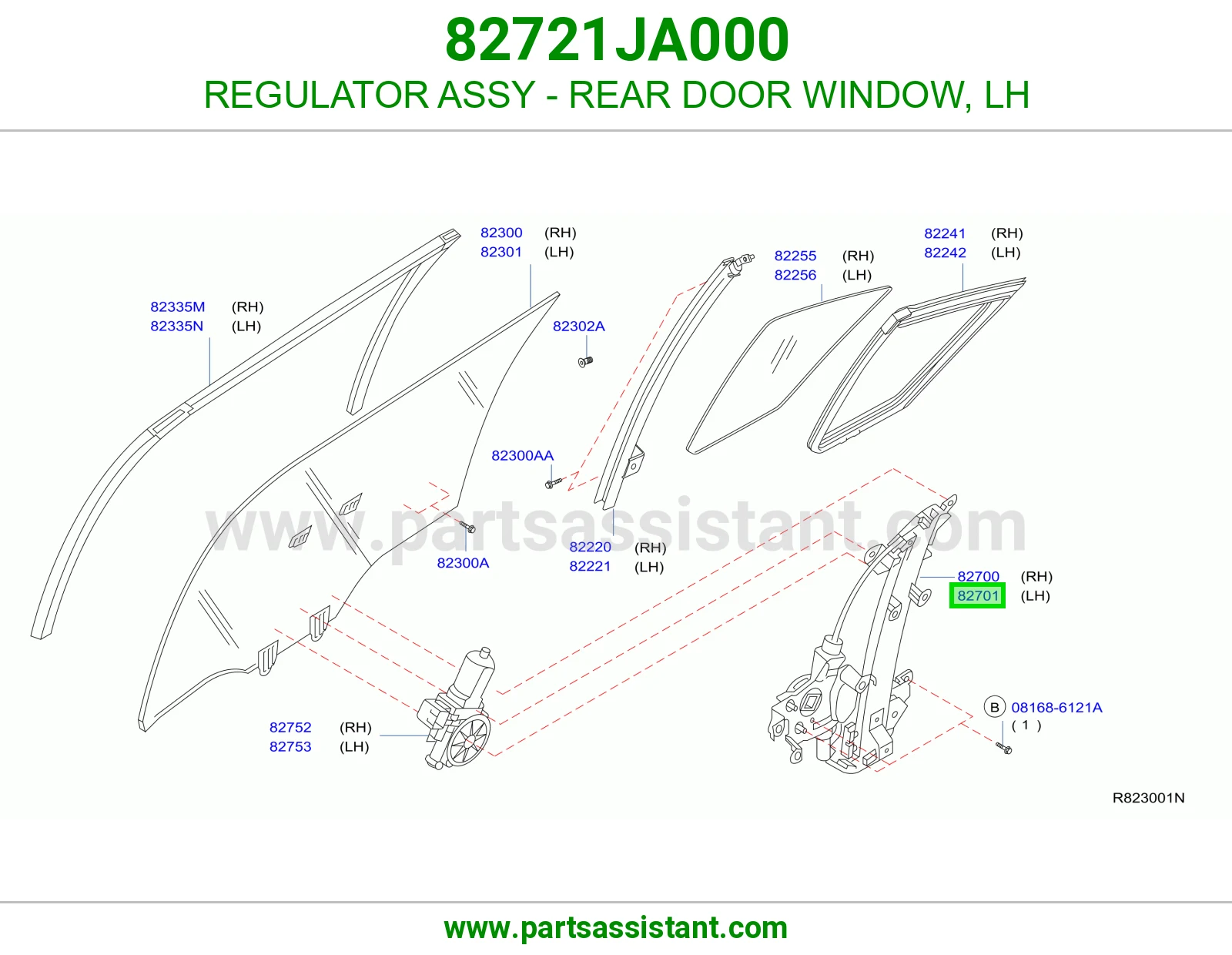 REGULATOR ASSY - REAR DOOR WINDOW, LH